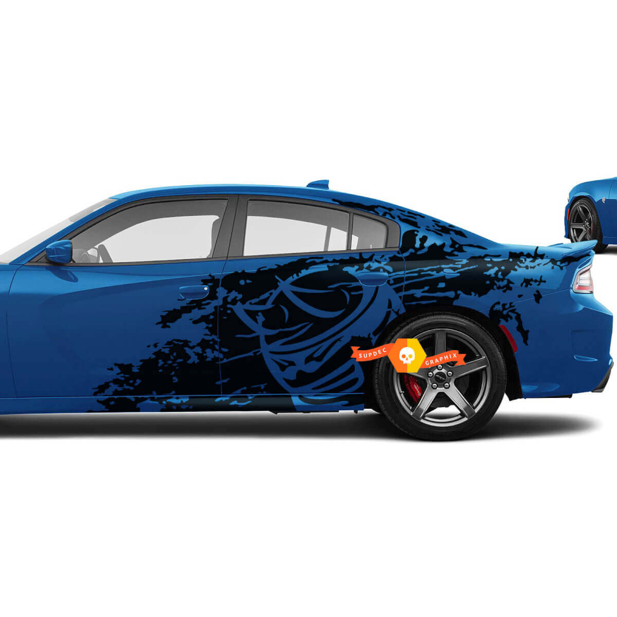 Hornissen-Biene Splash Grafik Motorhauben- und Seiten-Vinylaufkleber-Set für Dodge Challenger Charger