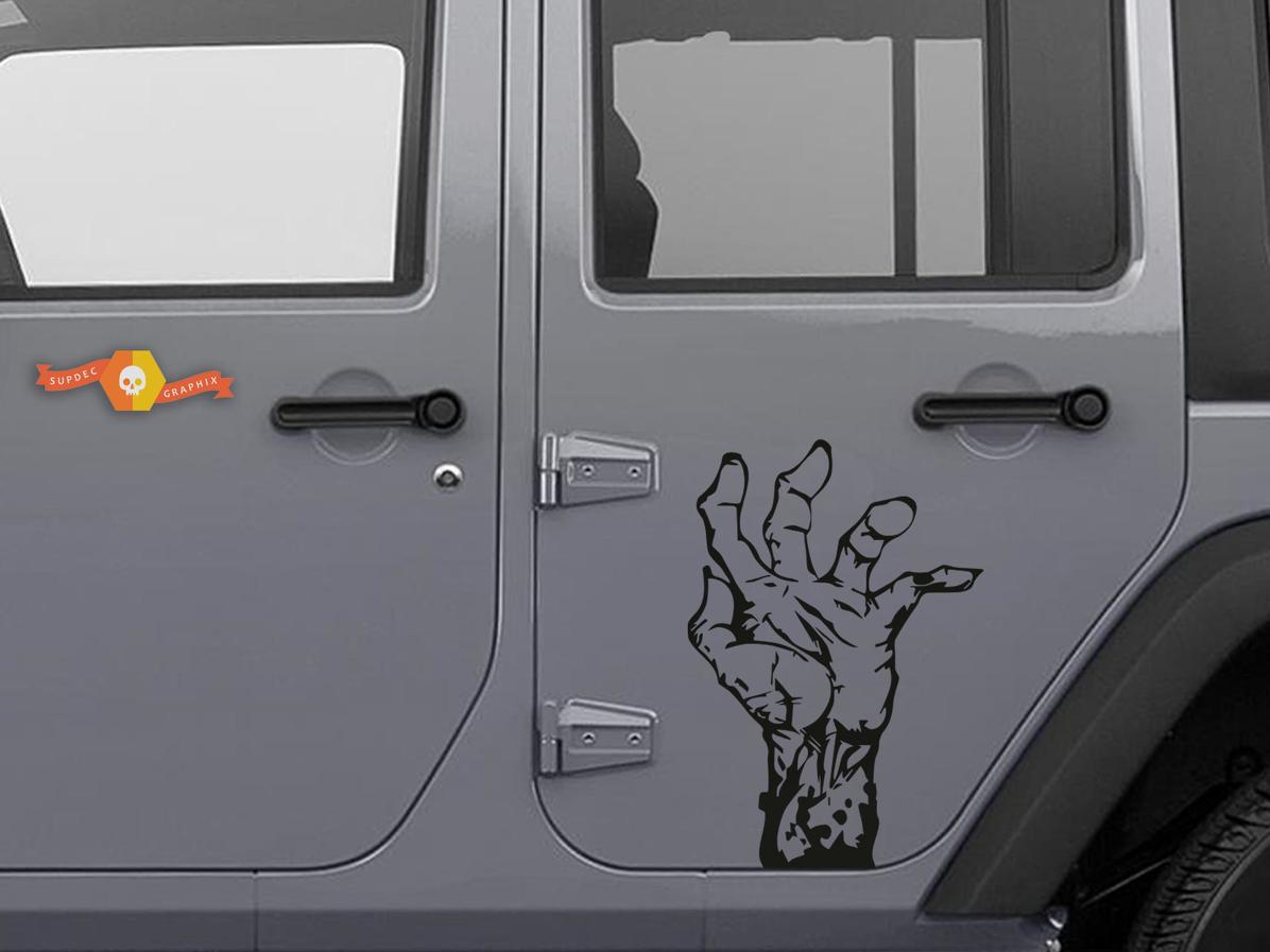 2 Jeep Rubicon Zombie Hand Wrangler Hood Decal Aufkleber
