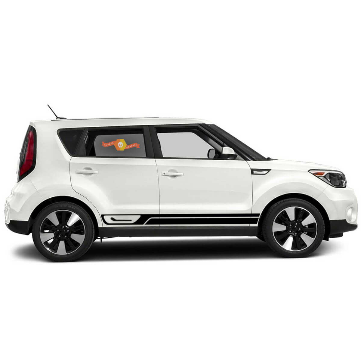 Vinyl-Aufkleber-Grafik-Kit mit Streifen für die untere Schwellerverkleidung, passend für Kia Soul
