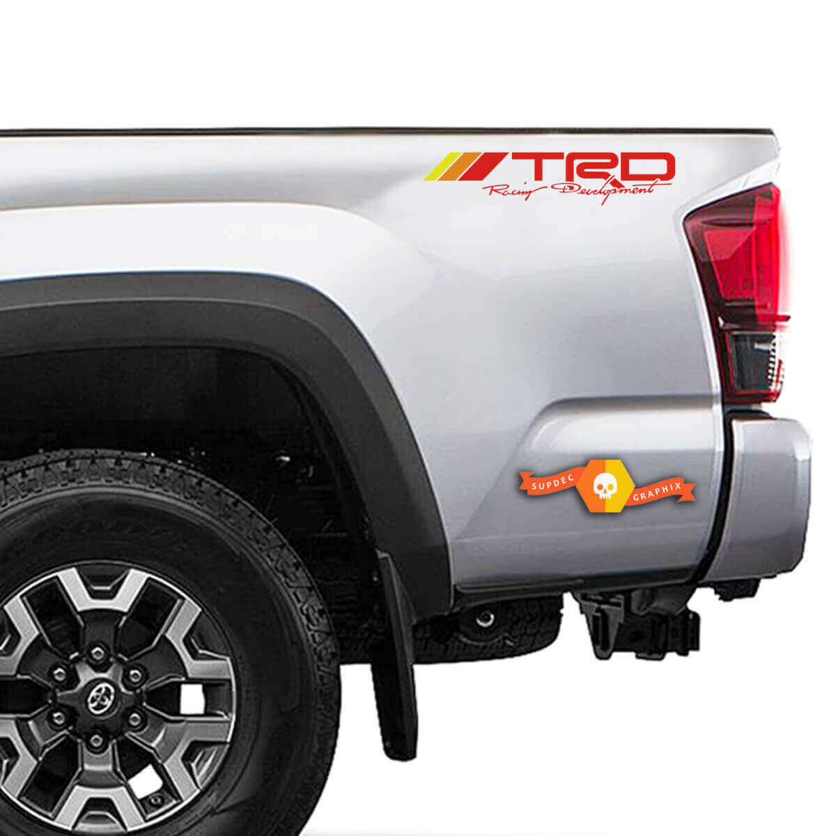 Retro TRD Style Vinyl-Aufkleber für den Bettrahmen, Paar für Toyota Trucks