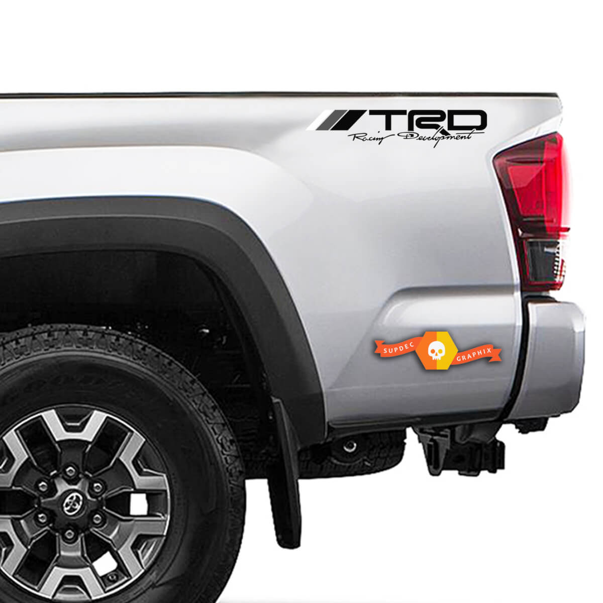 Paar Retro TRD Racing Development Decal Vinyl Truck Toyota Nachtaufkleber Tundra Tacoma 4Runner FJ Cruiser - Monochrom