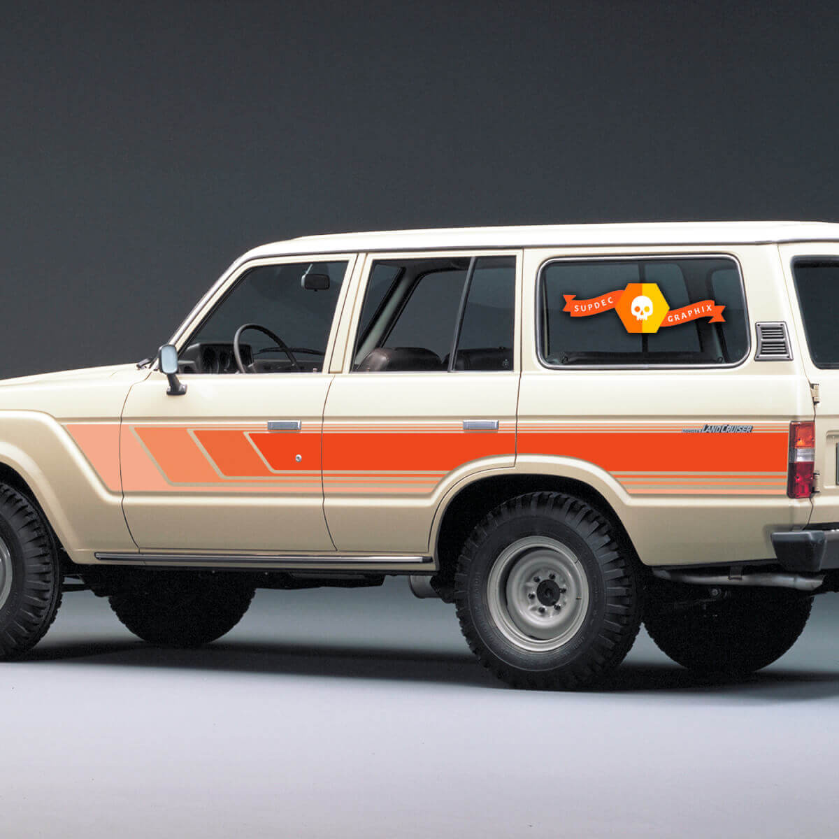 Retro-Seitestreifen Vinyl-Aufkleberset für Toyota Land Cruiser 60er Serie