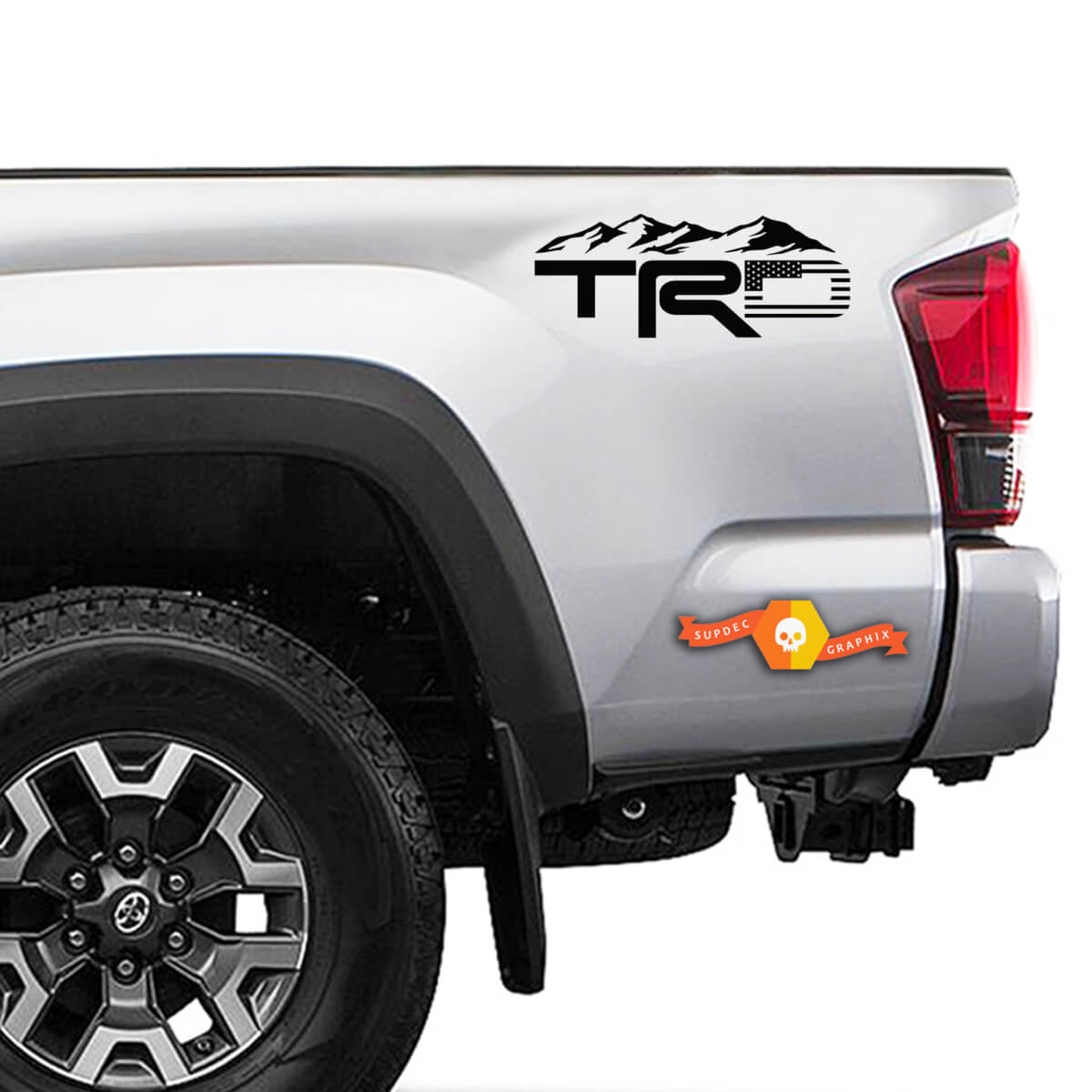 TRD Mountain American Flag -Aufkleber Aufkleber Vinylbetten Toyota Truck Tacoma Tundra Off Road Sport Grafik