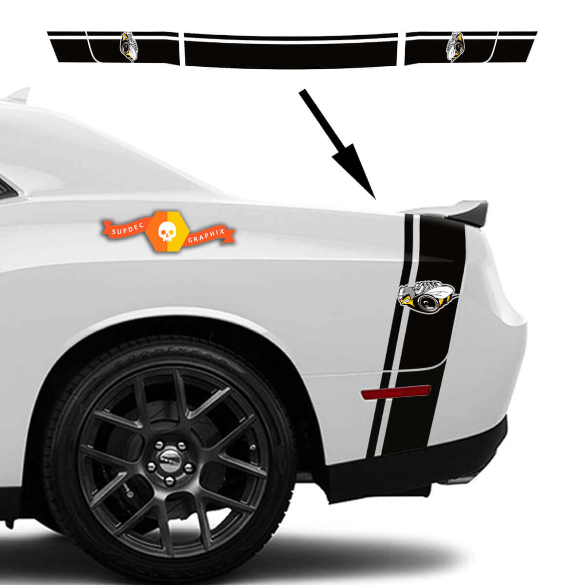 Rumble Bee Style Heckstreifen-Aufkleber-Set für Dodge Challenger / Charger