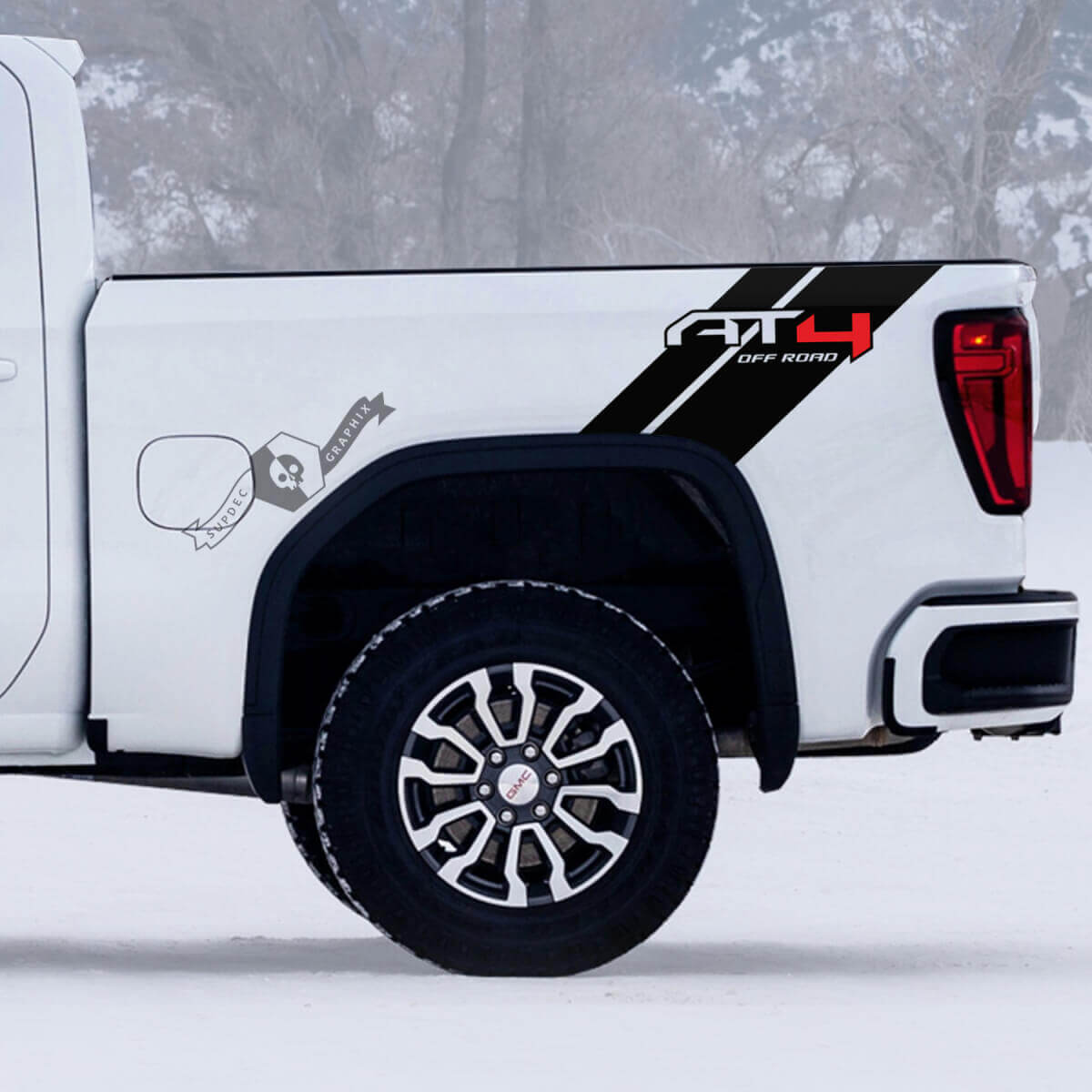 AT4 Off-Road hintere seitliche Streifen Vinyl-Aufkleber-Set für GMC Sierra 1500