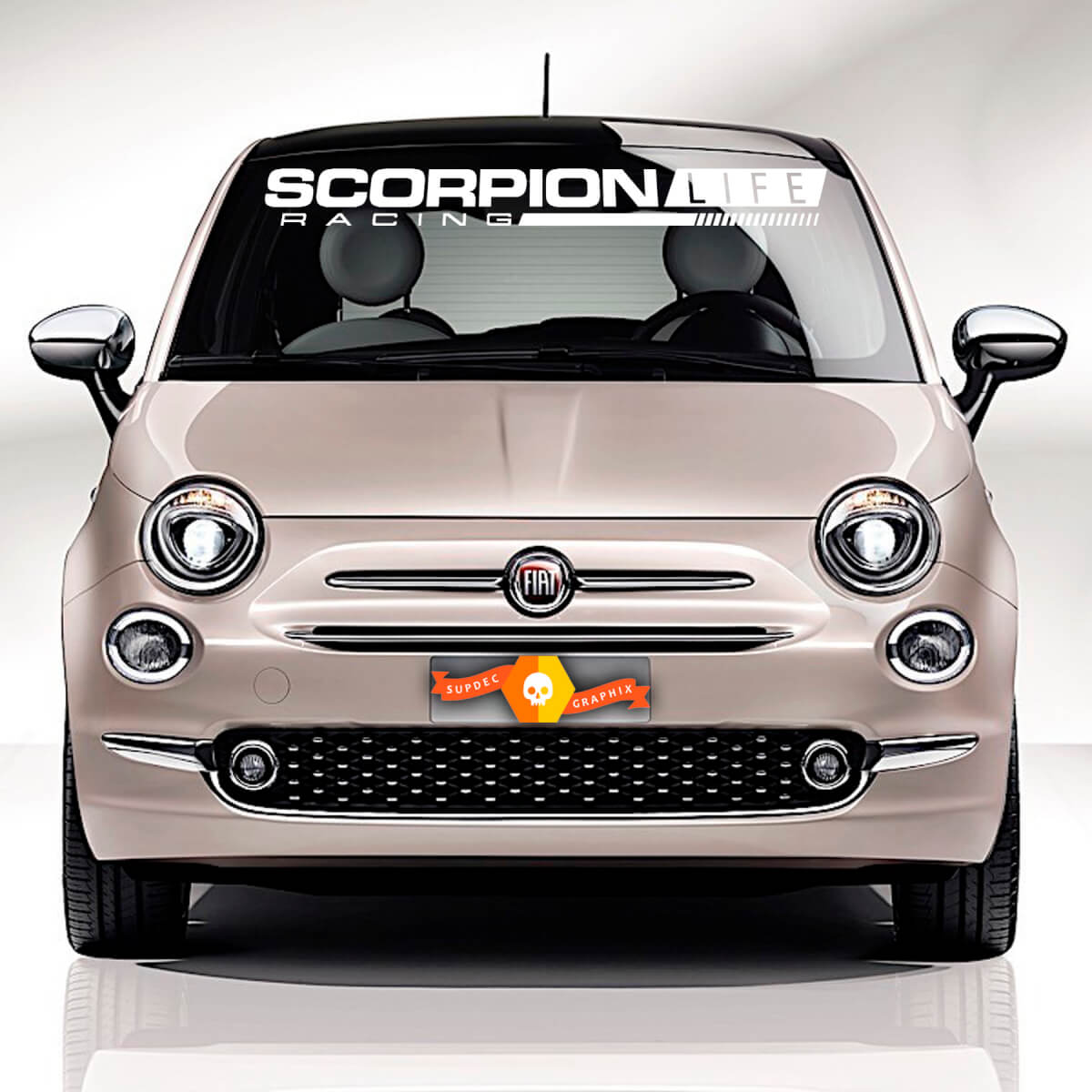 Fiat 500 ABARTH Windschutzscheibe Skorpion Aufkleber Seite Grafikstreifen