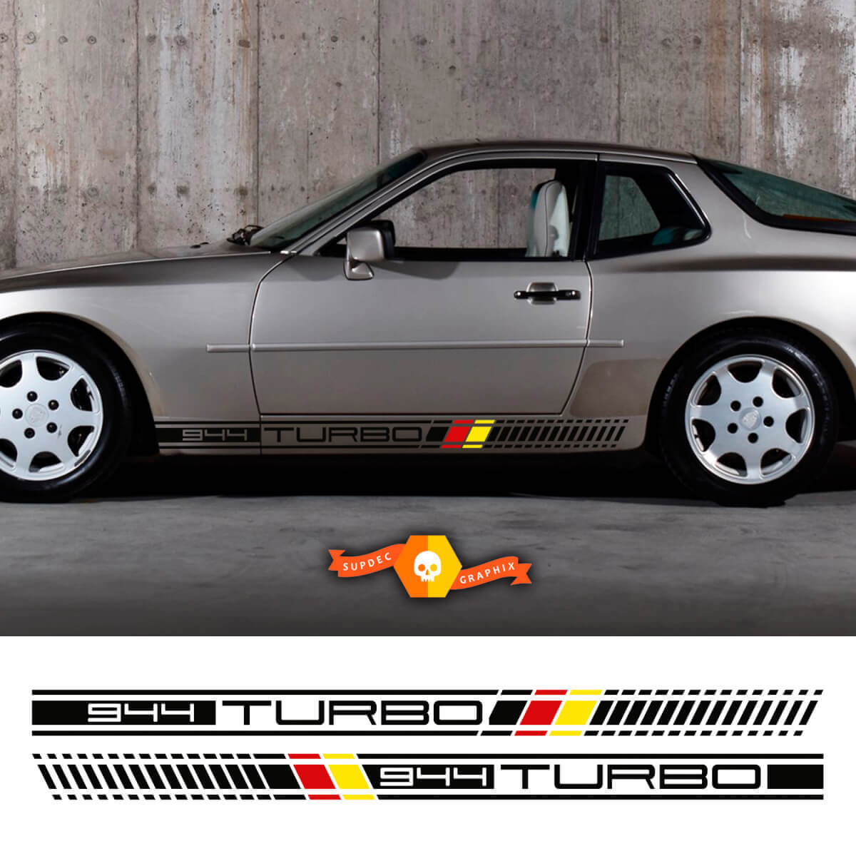 944 Turbo German Style Seitenstreifen Aufkleberset für Porsche 944