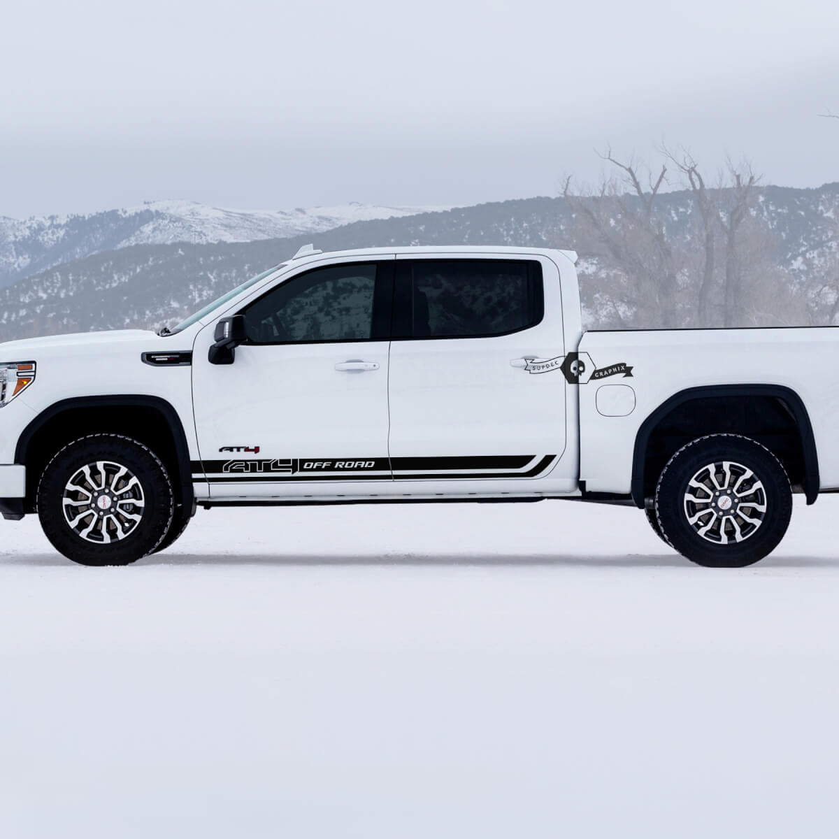 2 GMC GM Sierra 1500 AT4 Doors Rocker Panel Stripes Off-Road Side Bed Destroyed Вestroyed Decals Sticker
