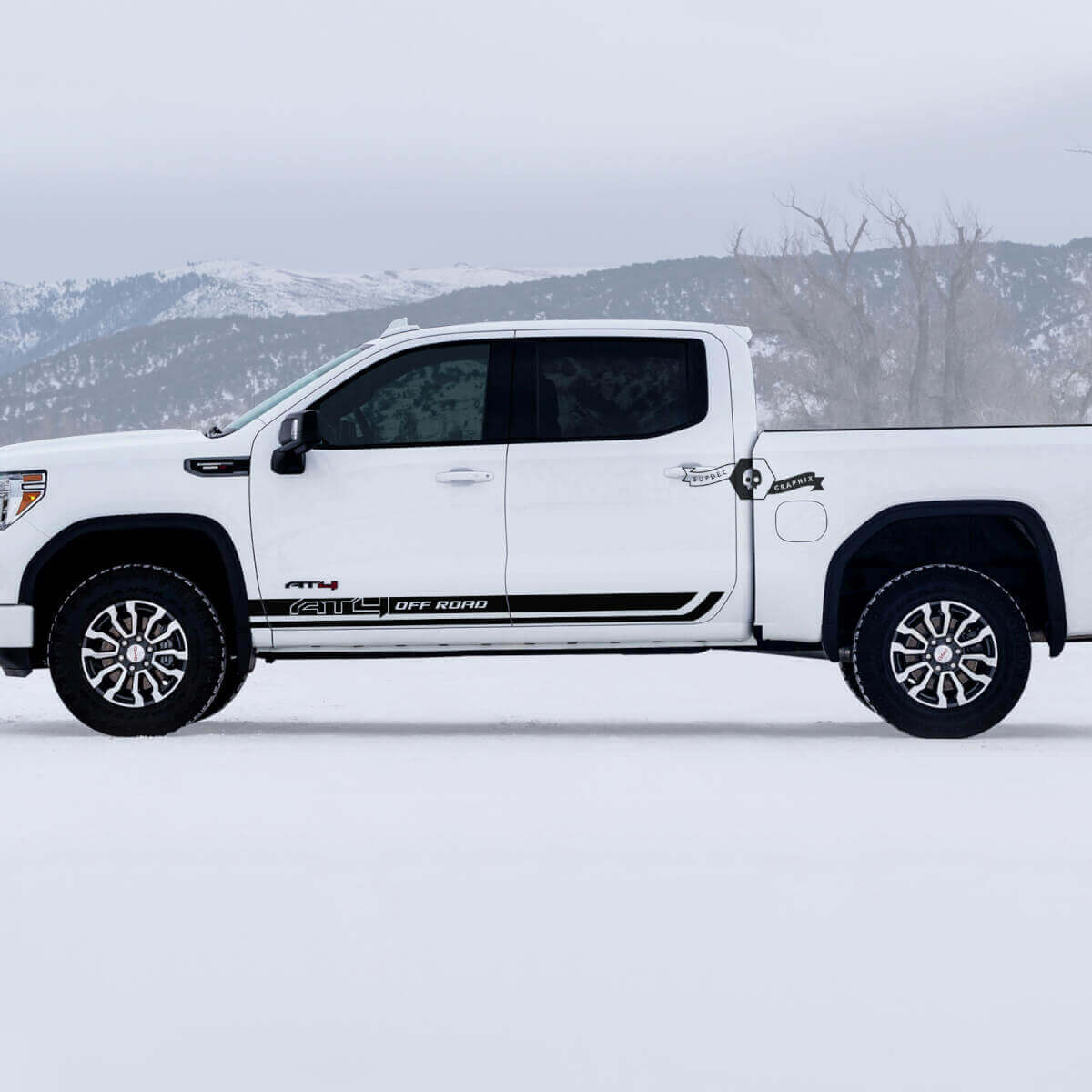 AT4 Offroad-Stil Schweller-Vinylaufkleber Paar für GMC Sierra 1500