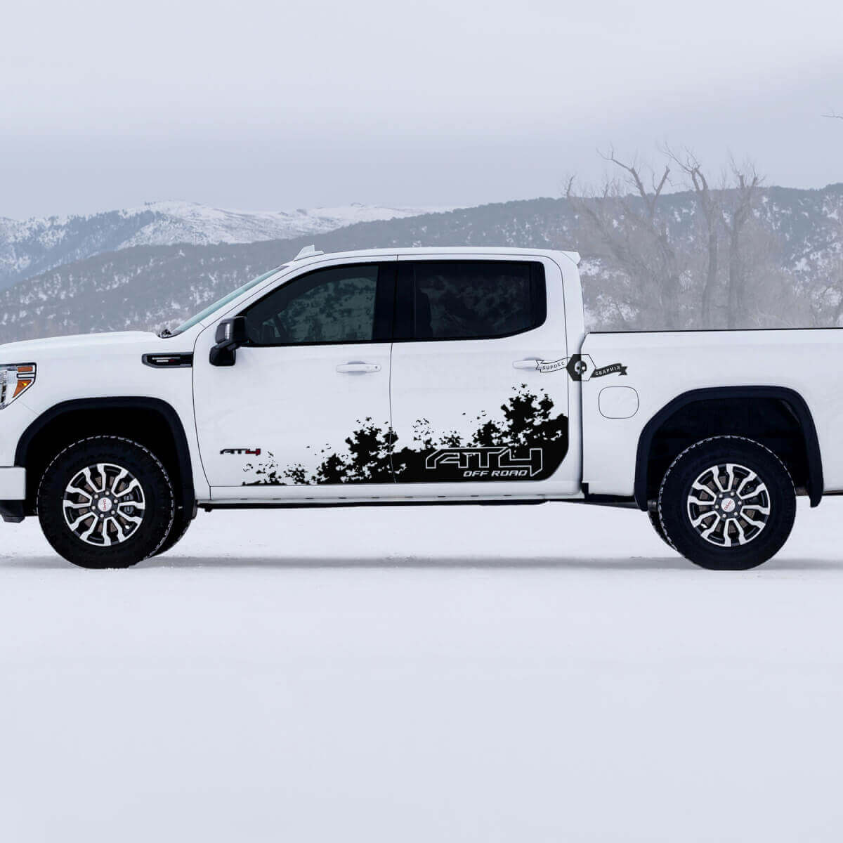 AT4 Off-Road Schlamm-Spritz Seiten-Tür Vinylaufkleber Set für GMC Sierra 1500