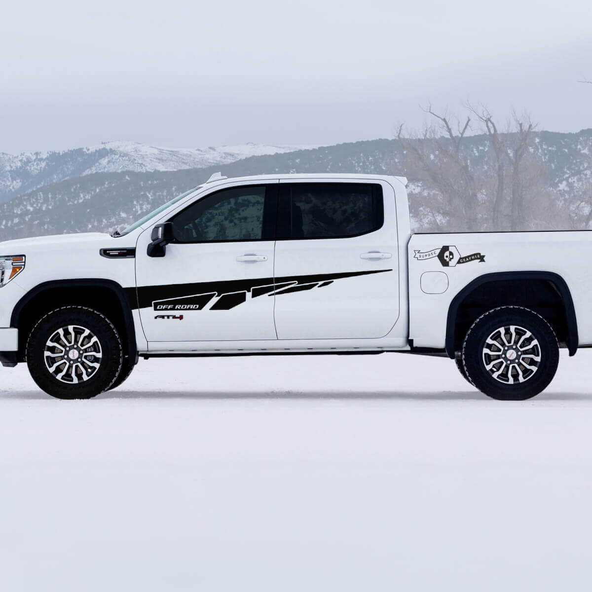 2 Neue GMC GM Sierra 1500 AT4 Kotflügeltüren Spritzschutz Off-Road Seitenbett Zerstörte Aufkleber Sticker
