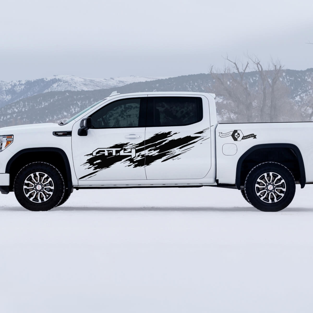 2 neue GMC GM Sierra 1500 AT4 Türen Splash Grange Off-Road Side Bed Destroyed Aufkleber Aufkleber
