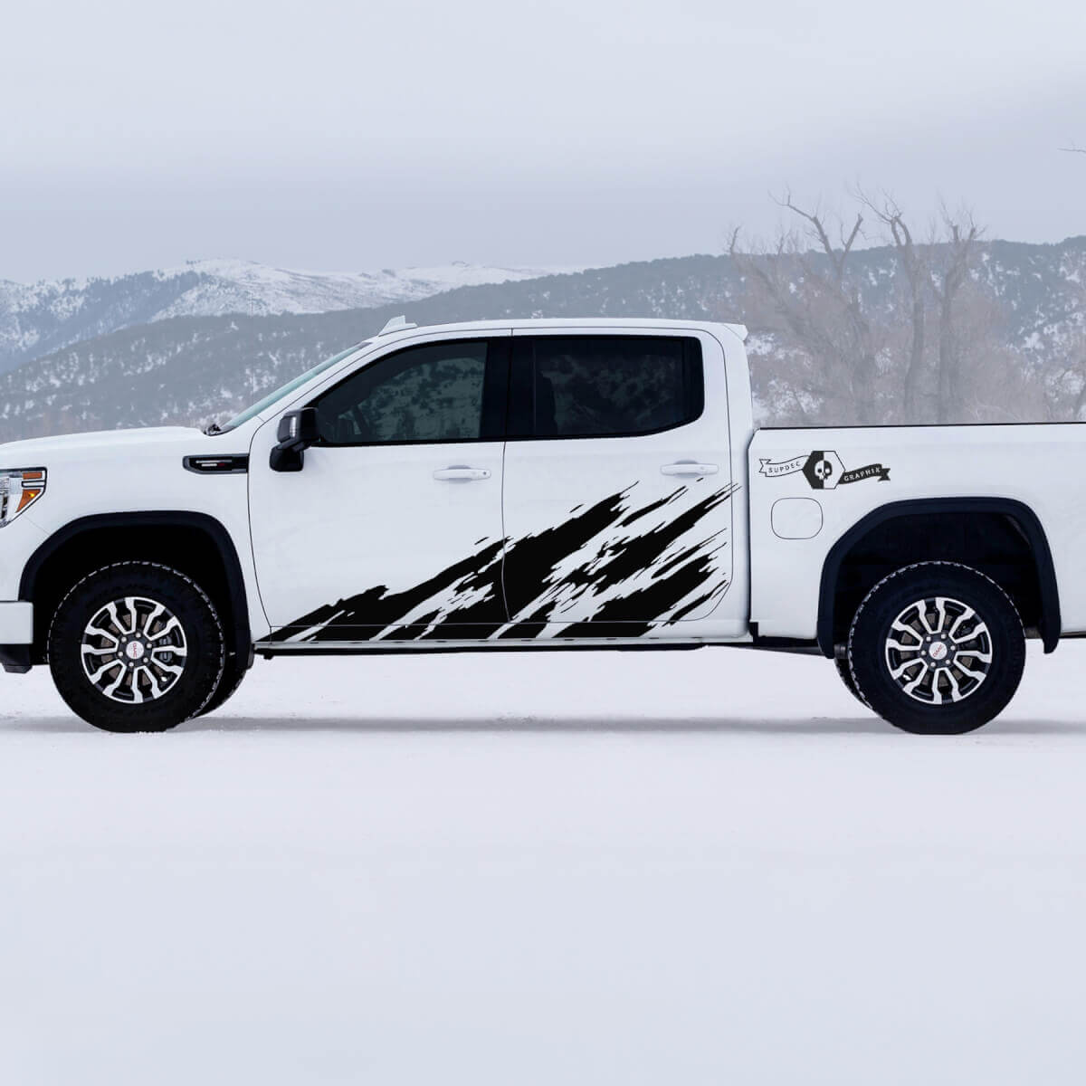 2 Neue GMC GM Sierra 1500 AT4 Türen Spritzschutz Off-Road Seiten Zerstörte Aufkleber Sticker
