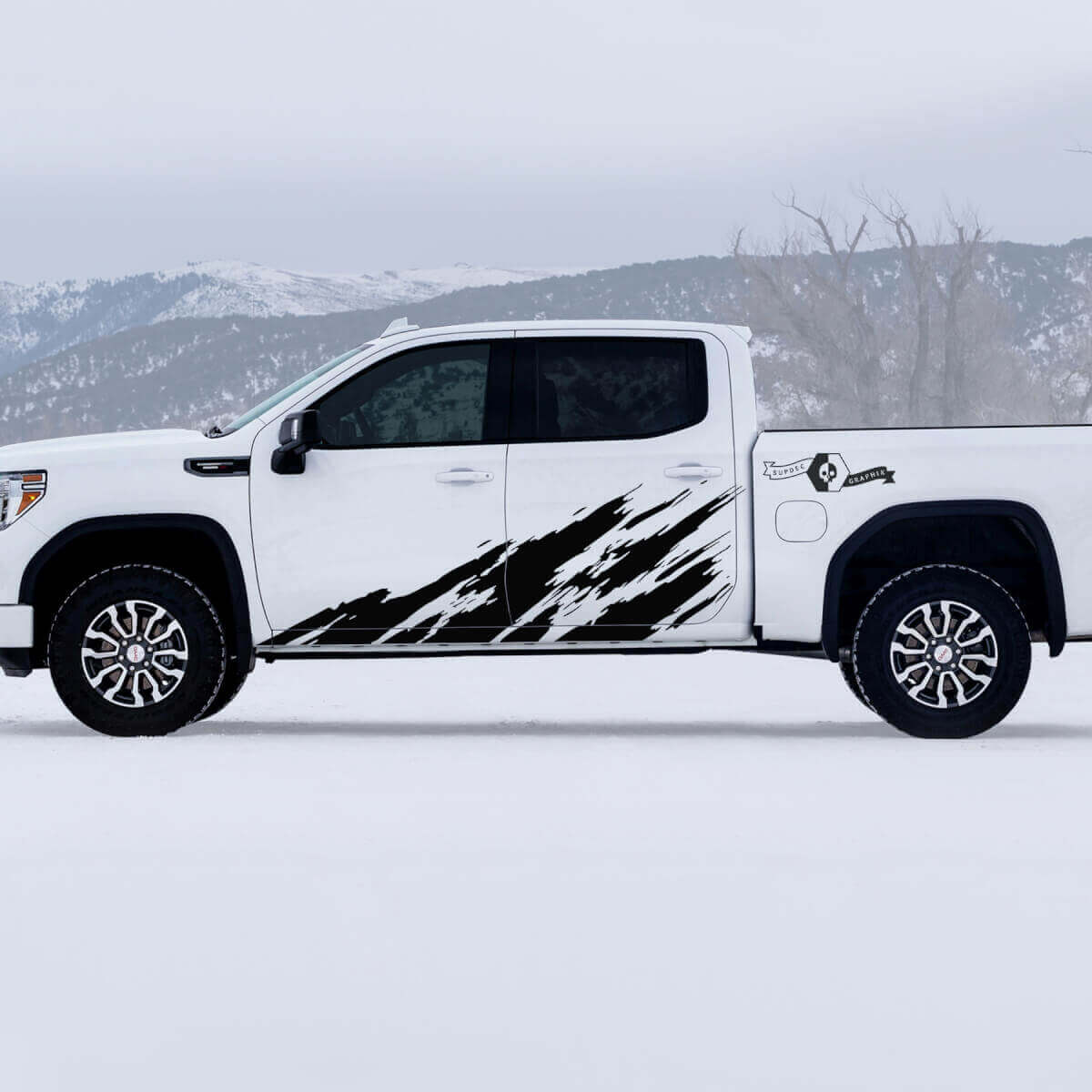 AT4 Schlamm-Spritzschutz Türseiten Vinyl-Aufkleber-Set für GMC Sierra 1500
