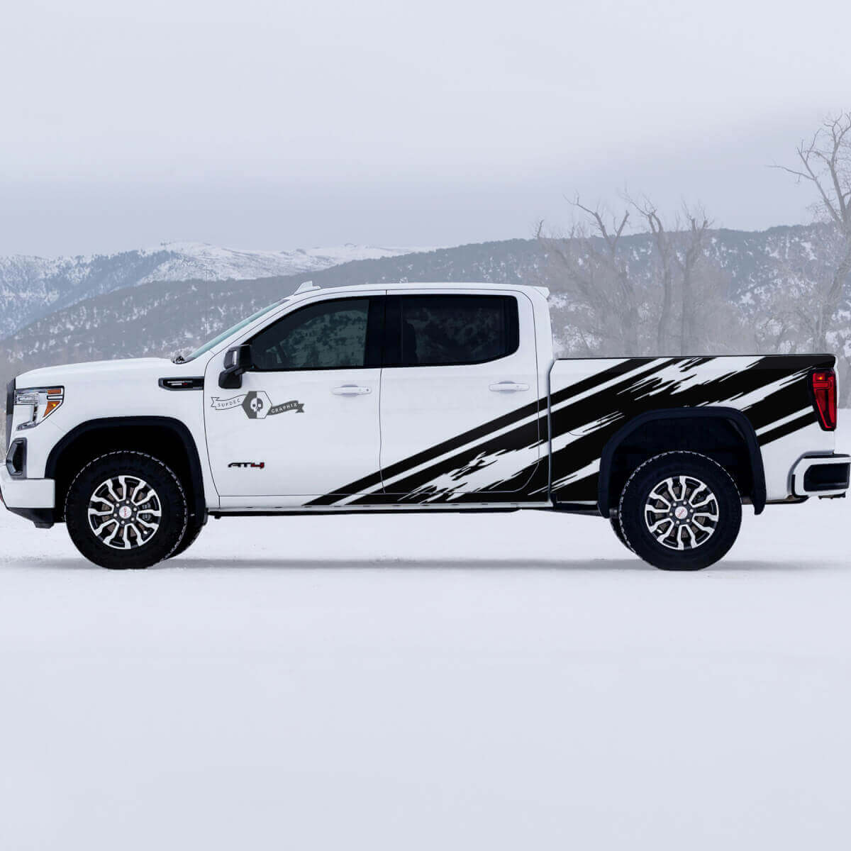 Abgenutztes Splash-Style Seiten-Vinylaufkleber-Set für GMC Sierra 1500 AT4