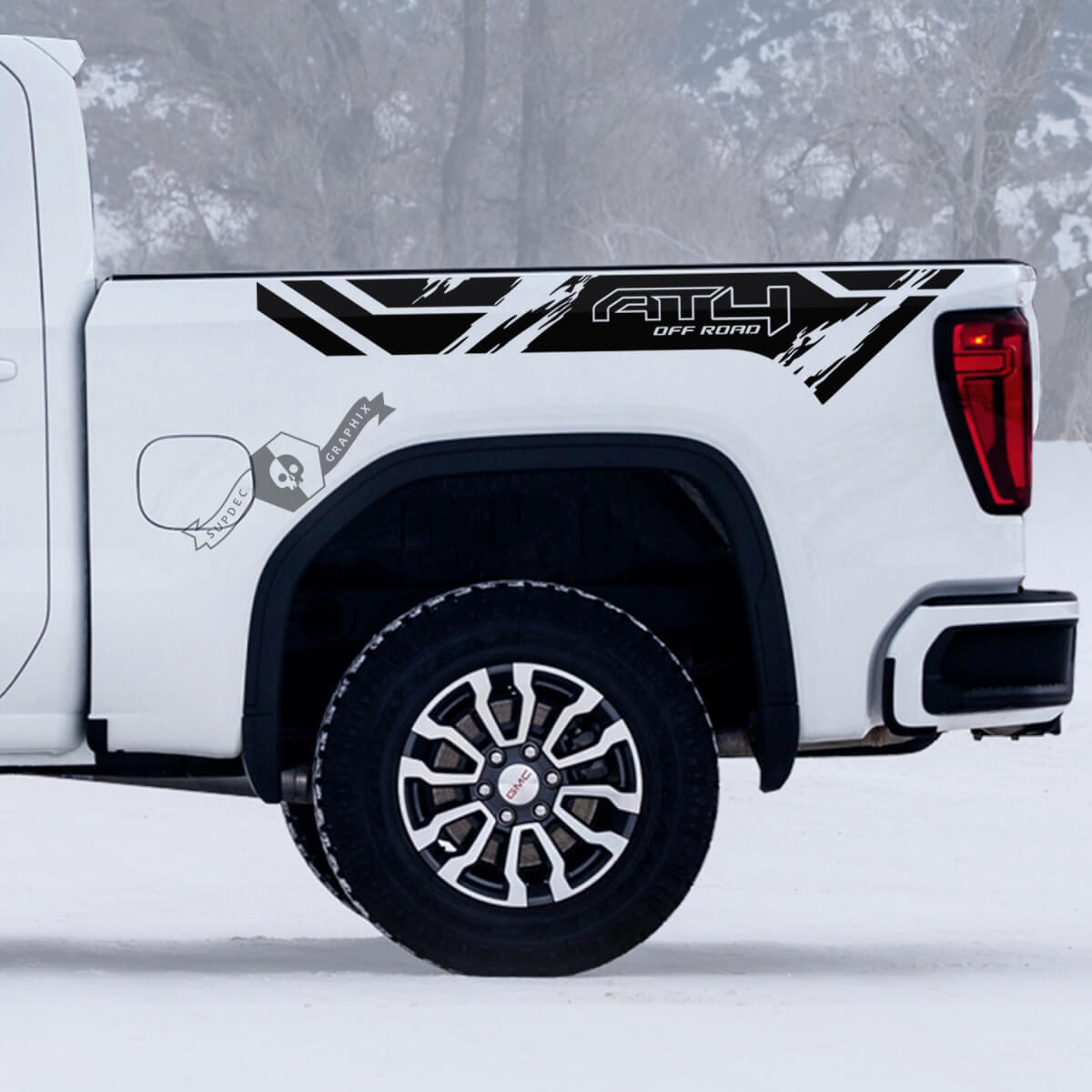 2 neue GMC GM Sierra 1500 AT4 Bed Grange Off-Road Side Destroyed Aufkleber Aufkleber
