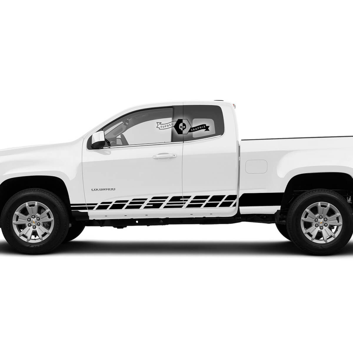 Paar moderne Türen Seitenbettstreifen Vinyl Aufkleber Aufkleber Grafik 2022+ Chevy Colorado erweitert