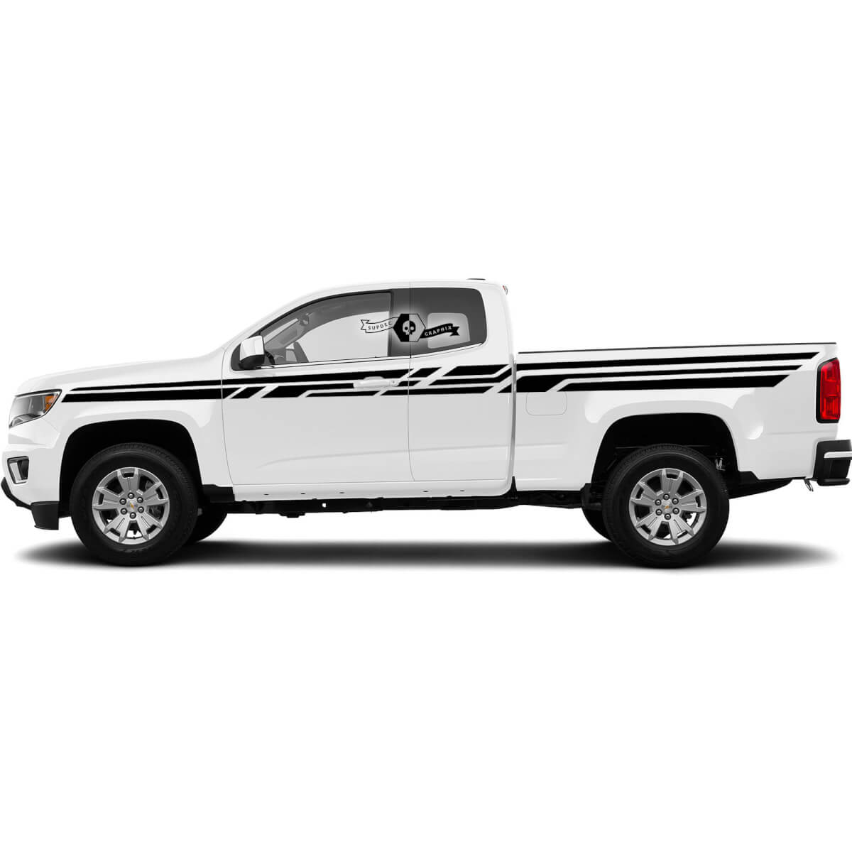 2x moderne Türen Seitenbett riesige Streifenlinien Vinyl Aufkleber Aufkleber Grafik 2022+ Chevy Colorado erweitert