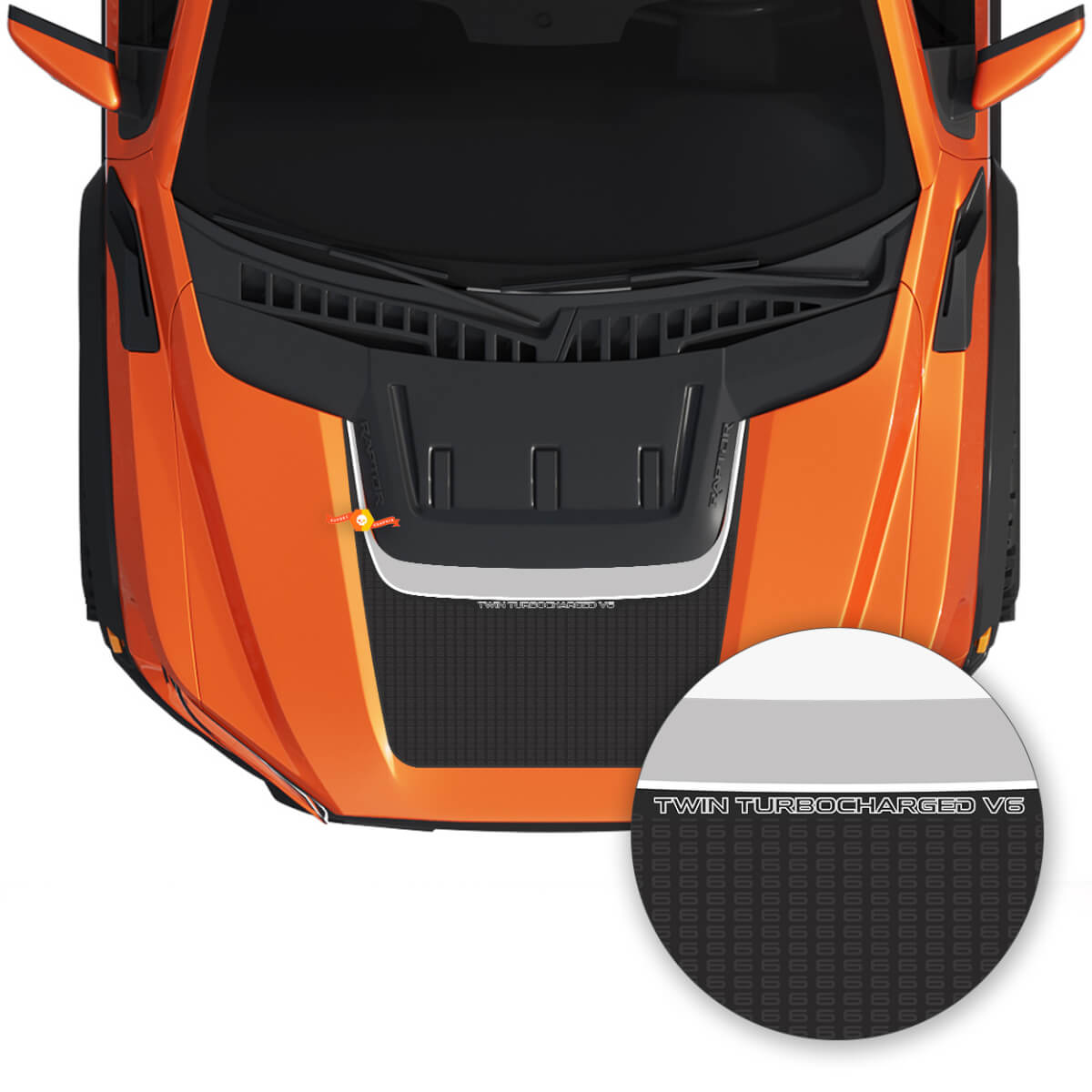 Twin Turbo V6 Motorhauben Vinylaufkleber für Musclecar Truck SVT 2022-2023