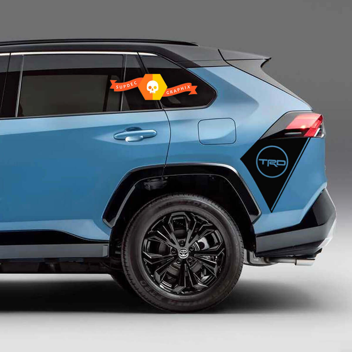 Paar neue Seitenbett-Wickelstreifen-Aufkleber passend für TRD Toyota Rav4 2019 - 2022
