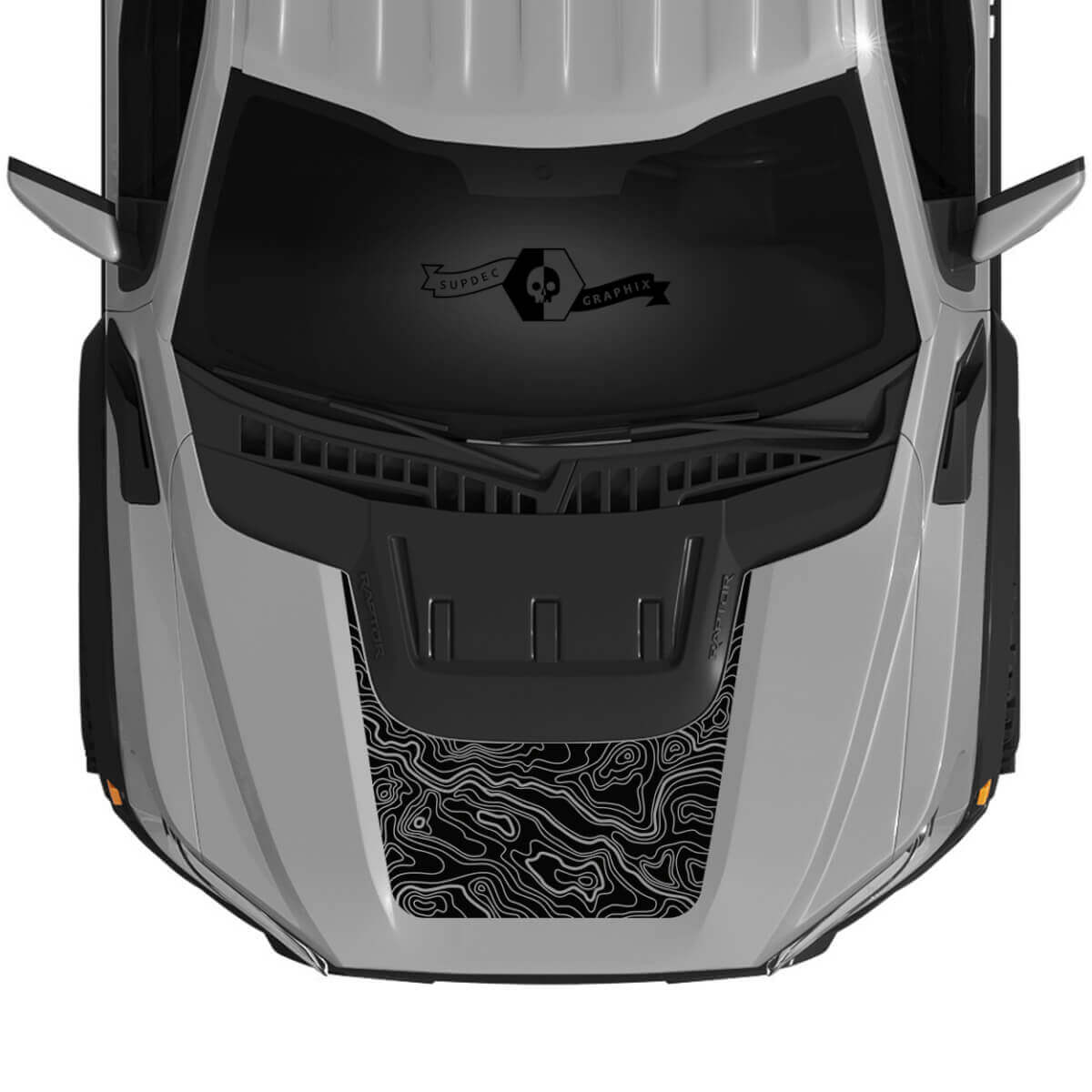 Topografische Karten Hauben-Grafiken Vinyl-Aufkleber Sticker für Musclecar Truck