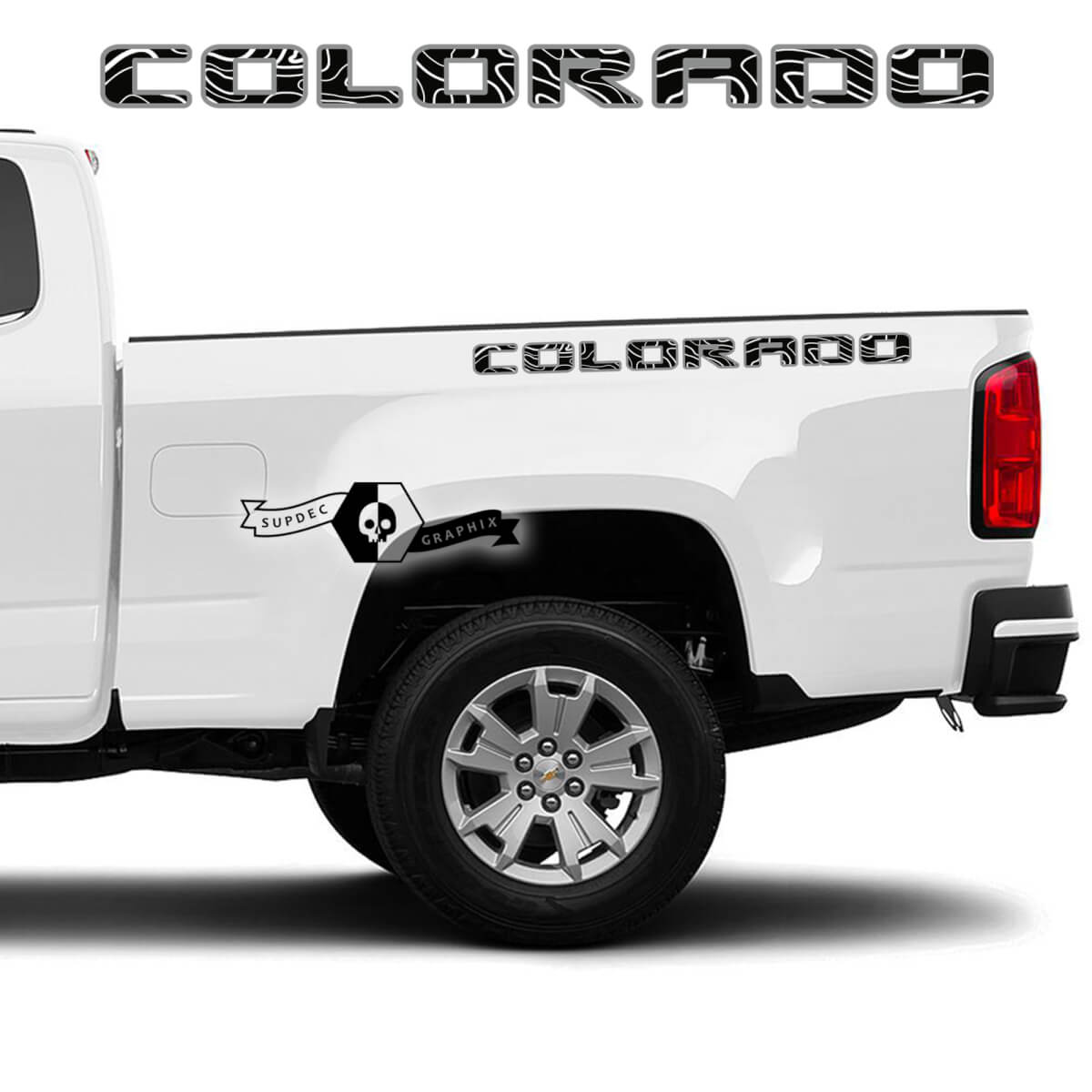 Paar Chevrolet Colorado 2 Farben Side Bed Logo Contour Line Vinyl Aufkleber Aufkleber

