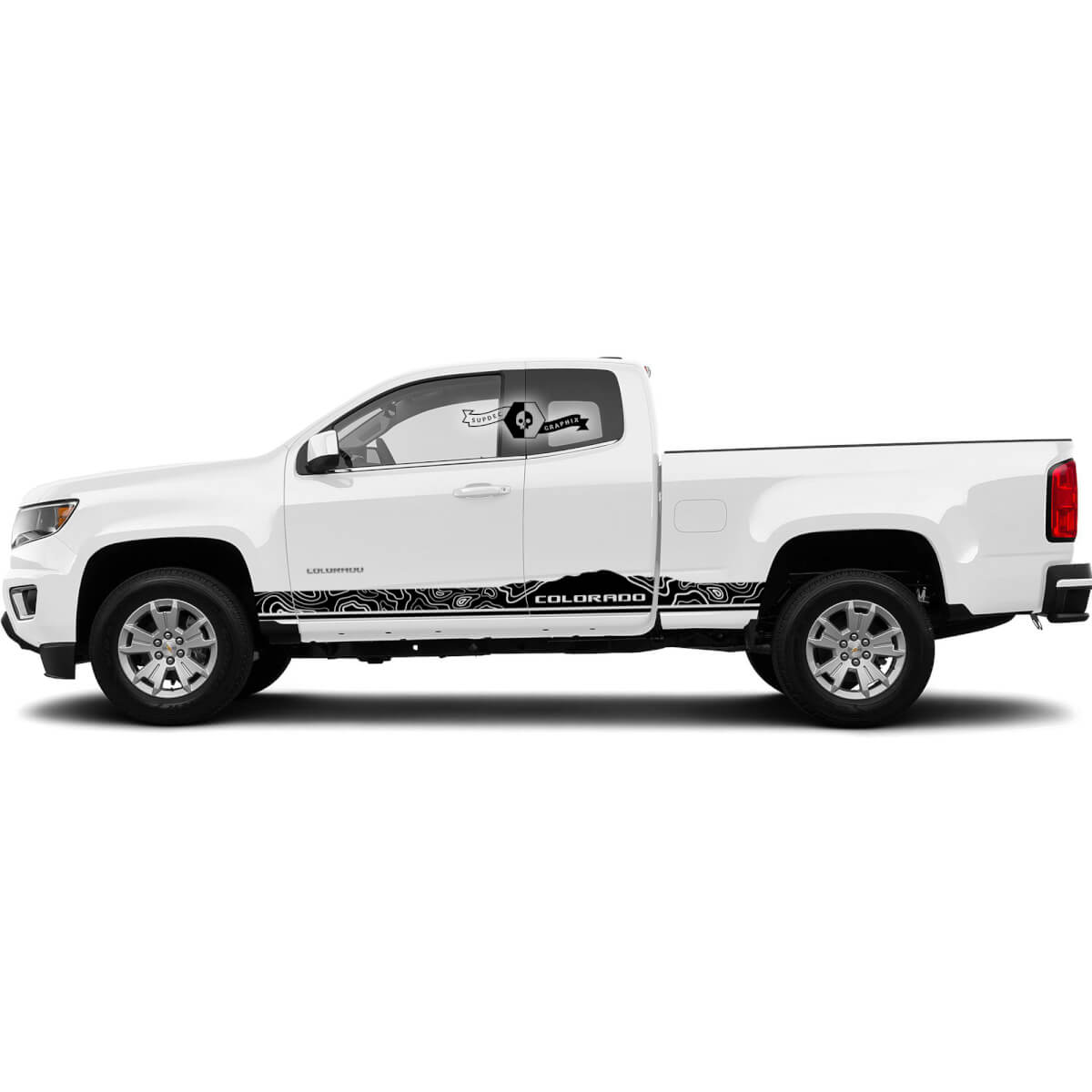 Paar Chevrolet Colorado Side Rocker Panel Stripes Mountains Contour Line Vinyl Aufkleber Aufkleber
