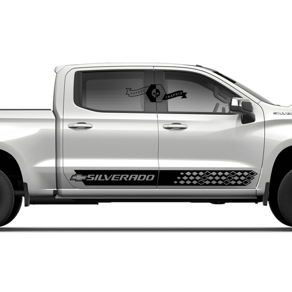 Paar Chevrolet Silverado Side Rocker Panel Stripes Logo Line Vinyl -Aufkleber Aufkleber