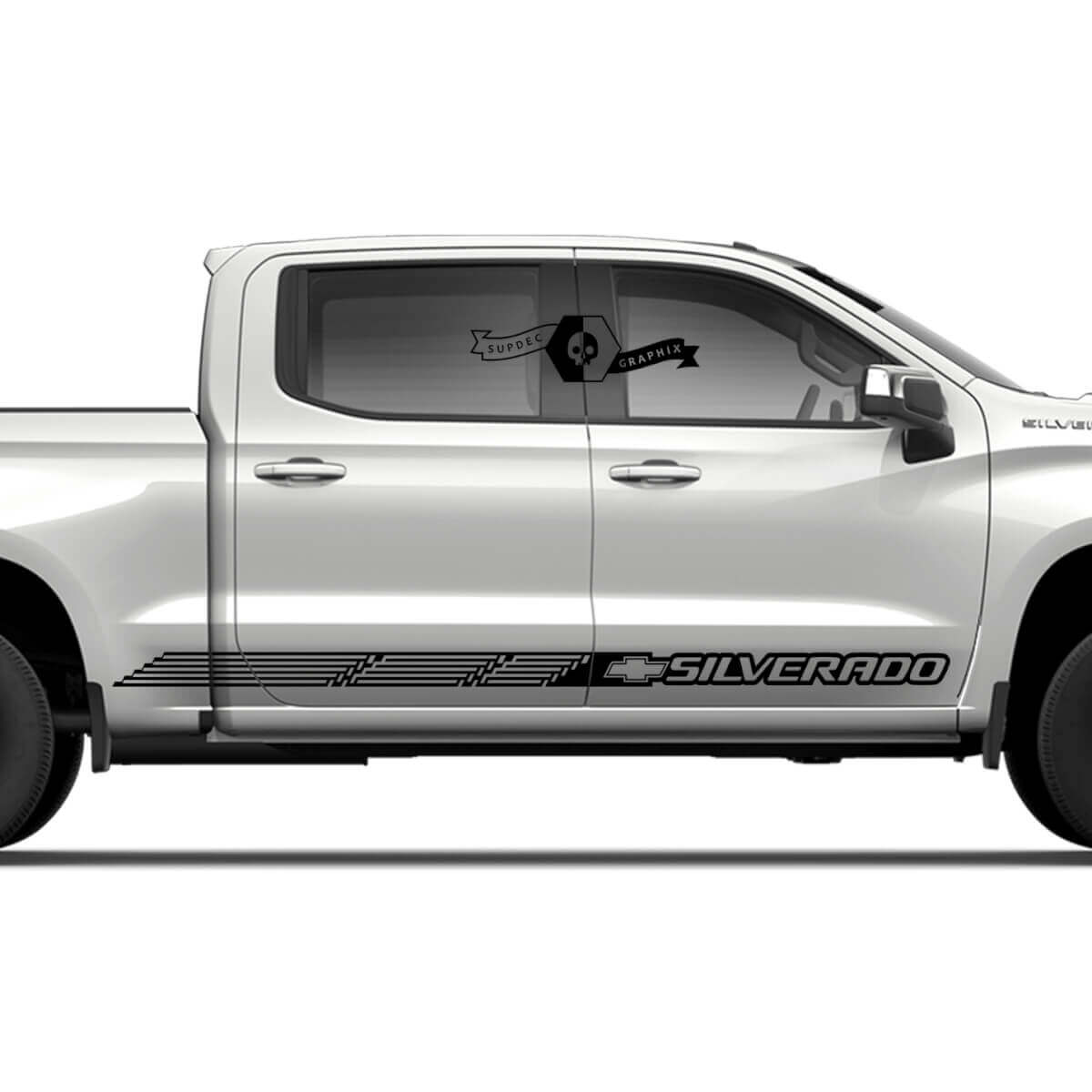 Paar Chevrolet Silverado Seitenschwellerstreifen Logo Linie Slim Vinyl Aufkleber Sticker
