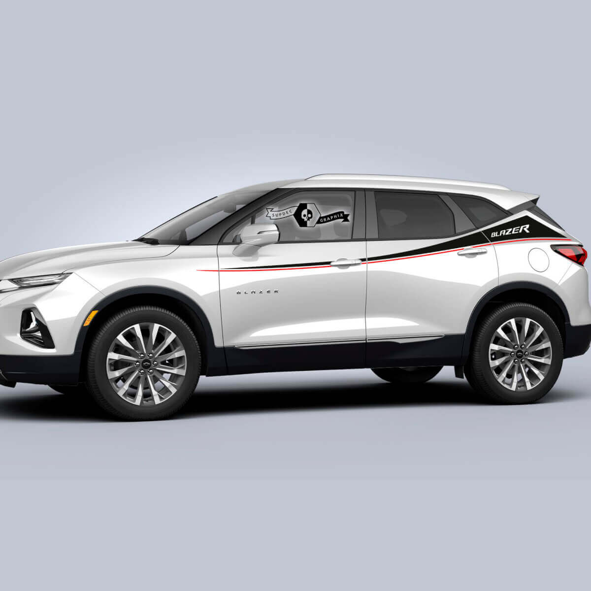 Paar Chevrolet Blazer 2023 Seitentüren Oben 2 Farben Streifen Logo Vinyl Aufkleber Sticker
