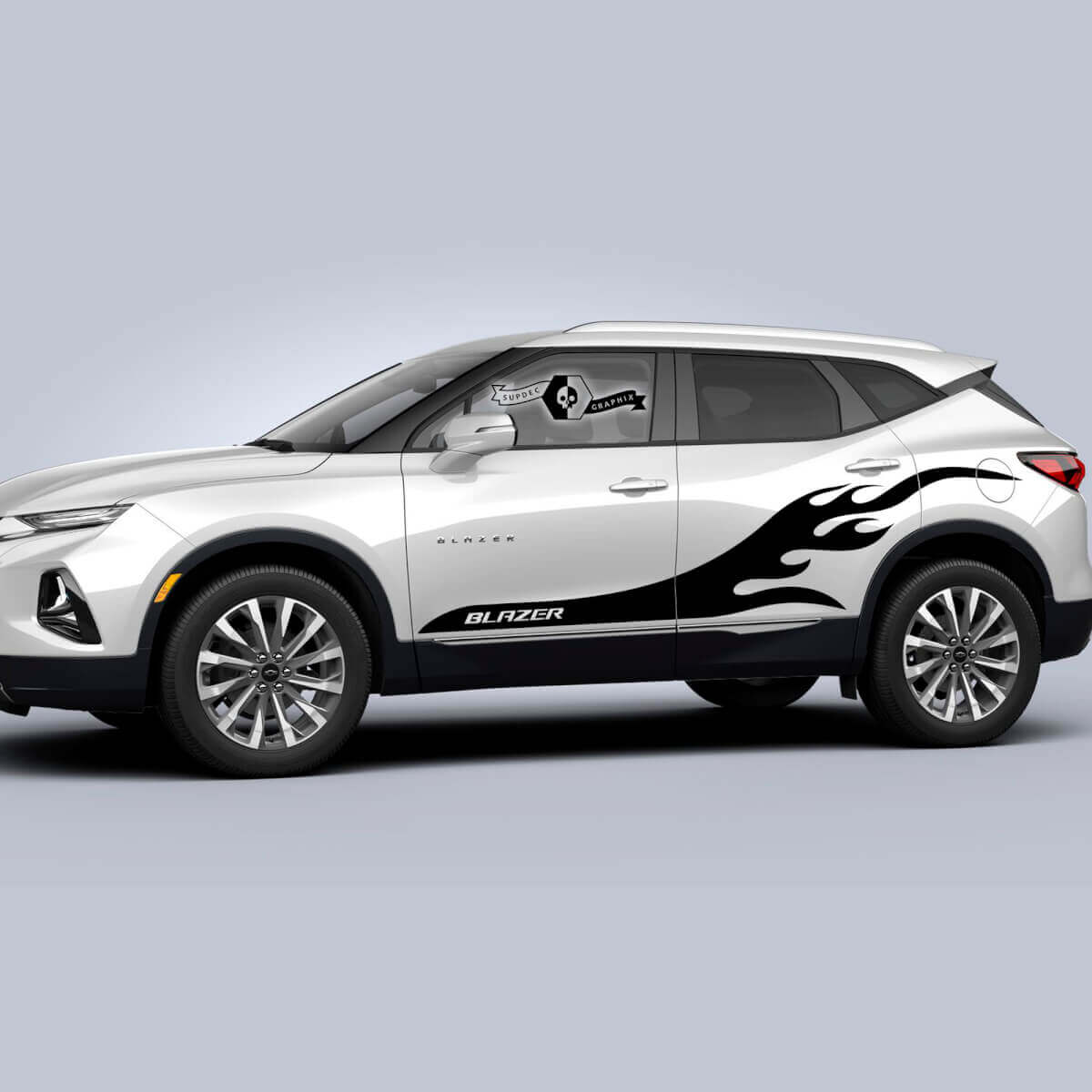 Paar Chevrolet Blazer 2023 Aufkleber Türen Seitenschweller Flammen Feuer Streifen Vinyl Aufkleber
