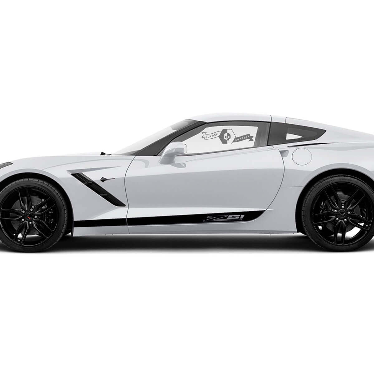 2x Chevrolet Corvette Seitentüren Logo Z51 Solid Stripe Vinyl Aufkleber Sticker
