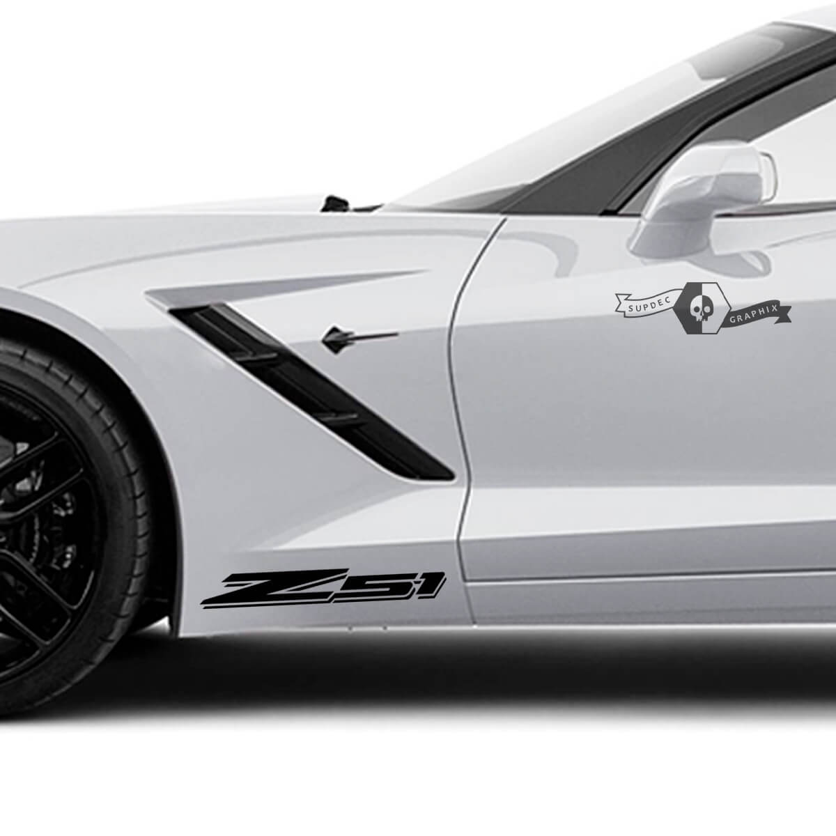 2x Chevrolet Corvette Seitentüren Shadow Z51 Logo Trim Vinyl Aufkleber Aufkleber
