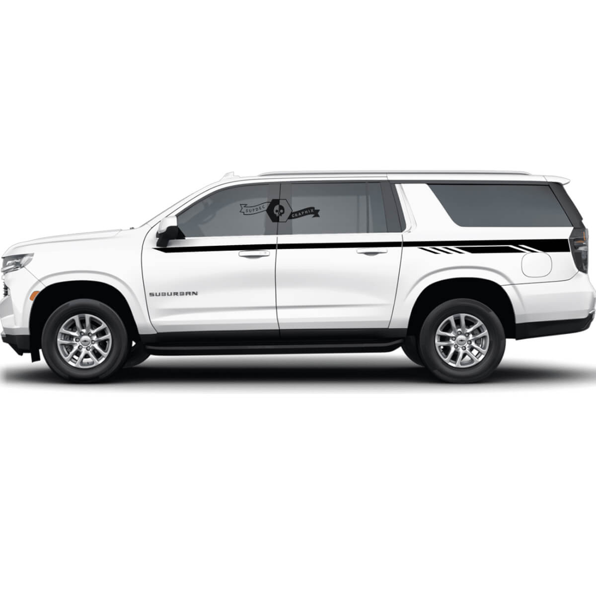 Paar chevrolet Vorstädter Seitenstreifen Schachbrettflaggen Linien Türen Bett Vinyl Aufkleber