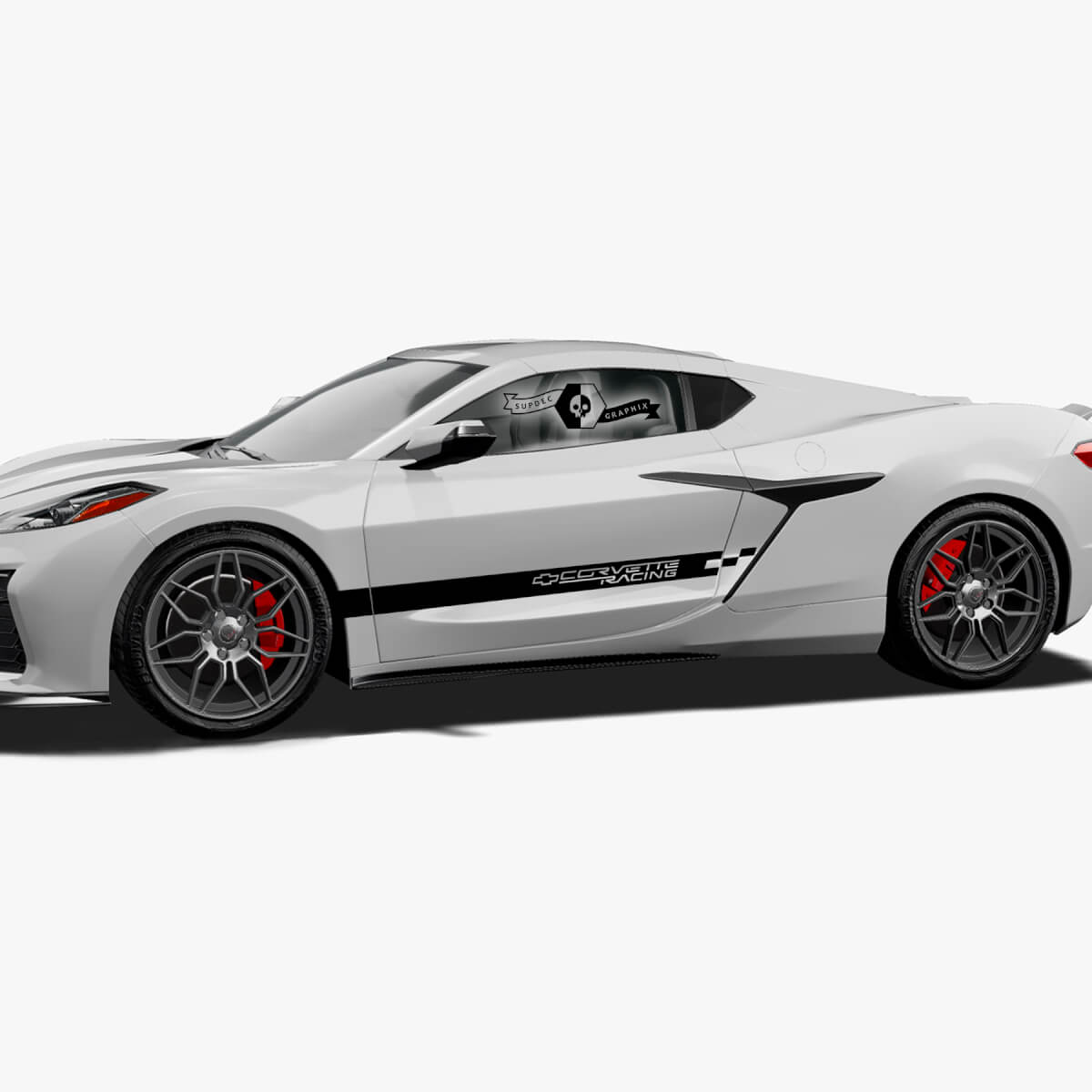 2x Chevrolet Corvette Side Doors Logo Line Checkerboard Flag Z06 Vinyl Aufkleber Aufkleber
