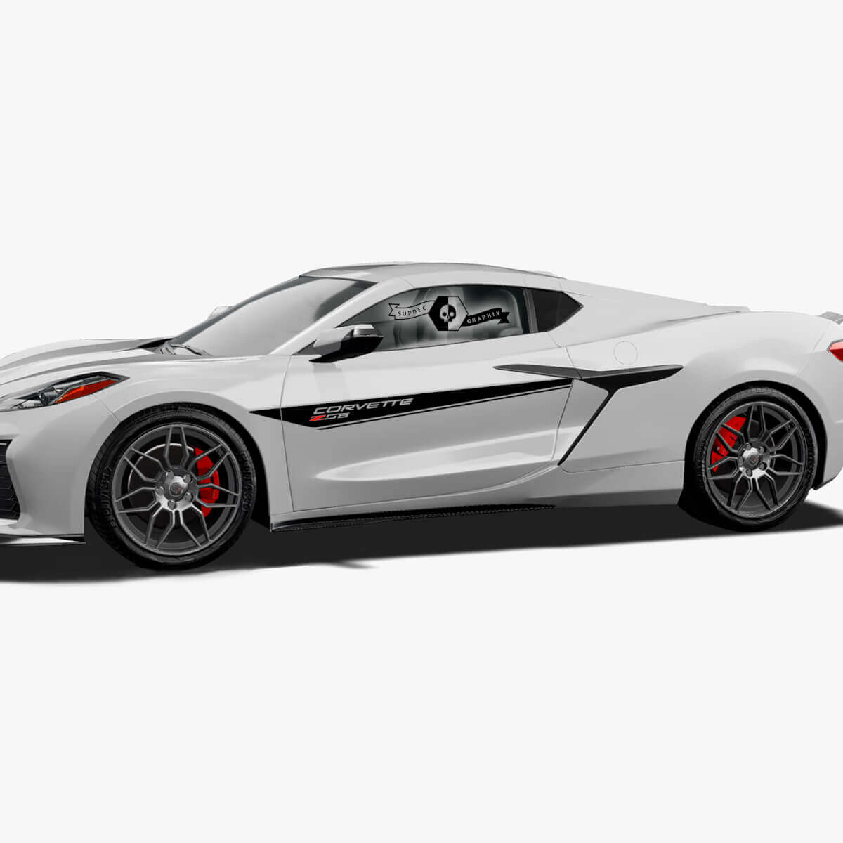 2x Chevrolet Corvette Z06 Seitentürstreifen 2 Farben Trim Vinyl Aufkleber Sticker
