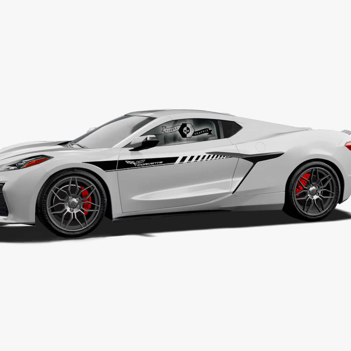 2x Chevrolet Corvette Z06 Seitentüren Oben Streifen Logo Linien Zierleiste Vinyl Aufkleber Sticker
