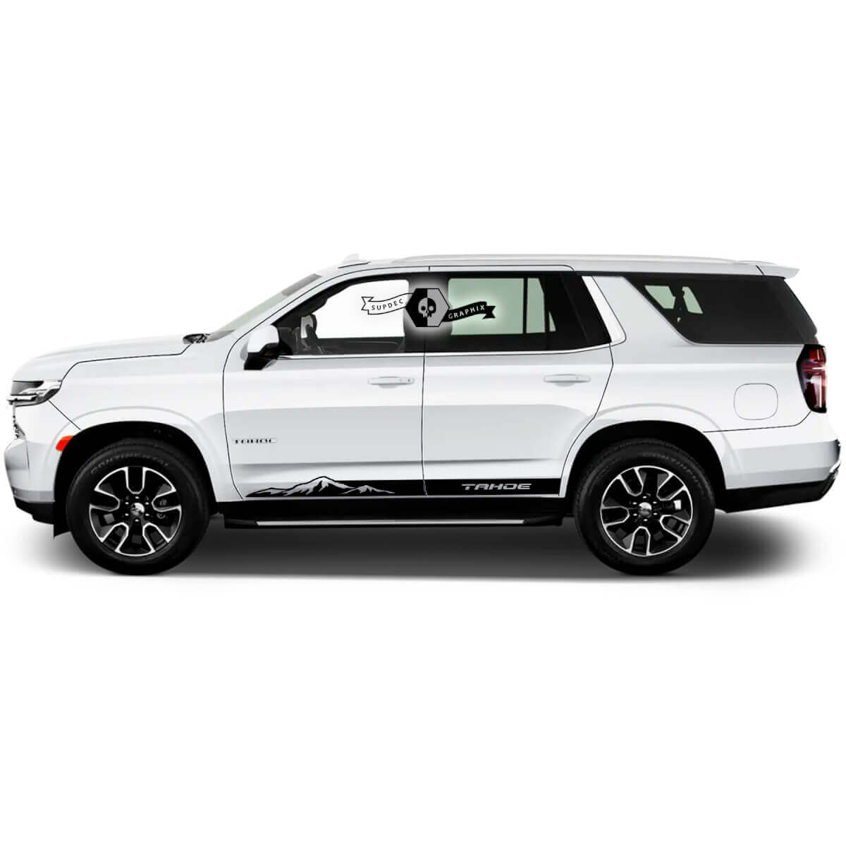 2X 2020 2021 2022 2023 + Grafiken Chevrolet Tahoe Streifen Türen Rocker Panel Mountains Vinyl Aufkleber Sticker
