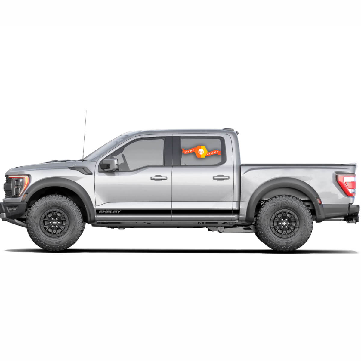 Paar Ford F-150 Raptor Shelby 2022 2023+ Seitentüren Linien Grafik Set Logo Stripe Decal