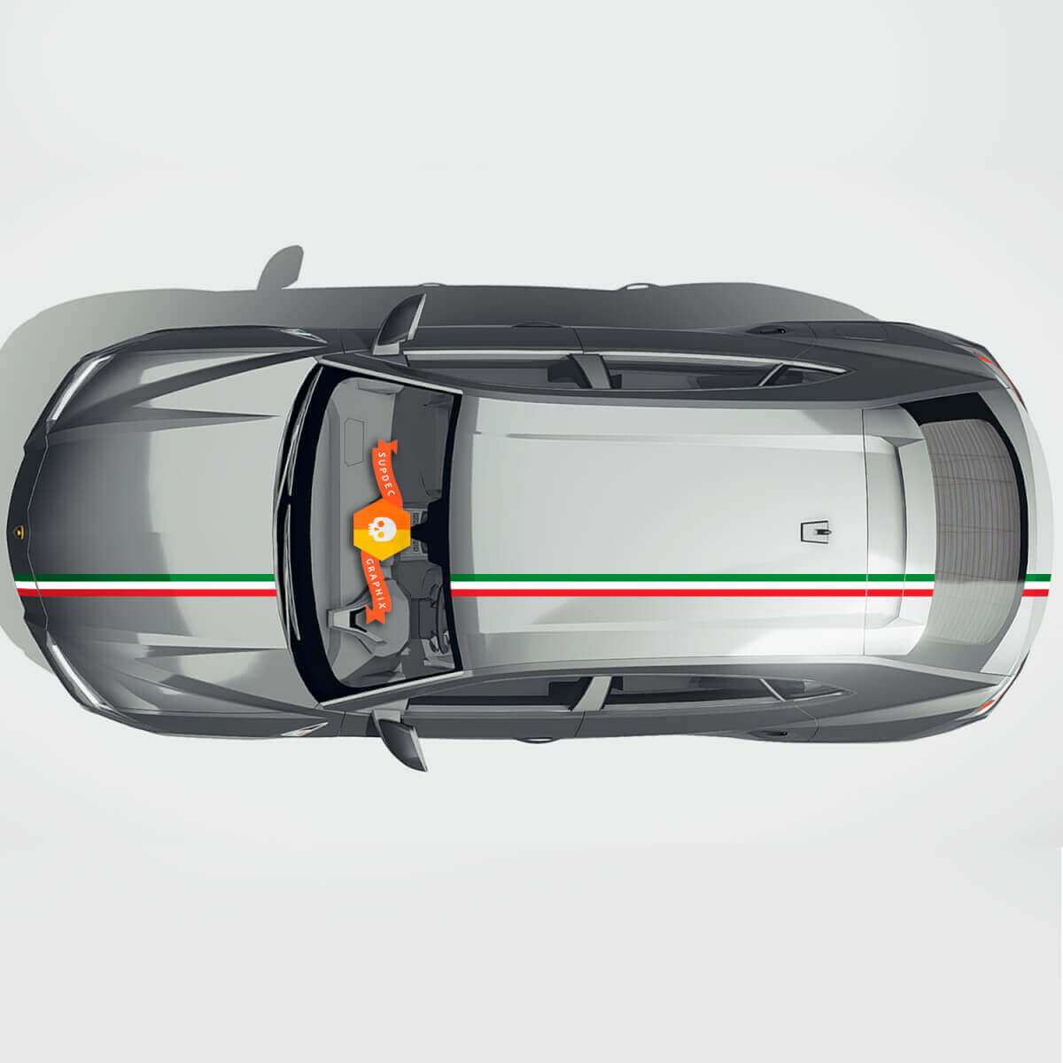 Italienische Flaggen-Hauben-Dachstreifen Vinyl-Aufkleber-Set für Lamborghini Urus 2021-2023