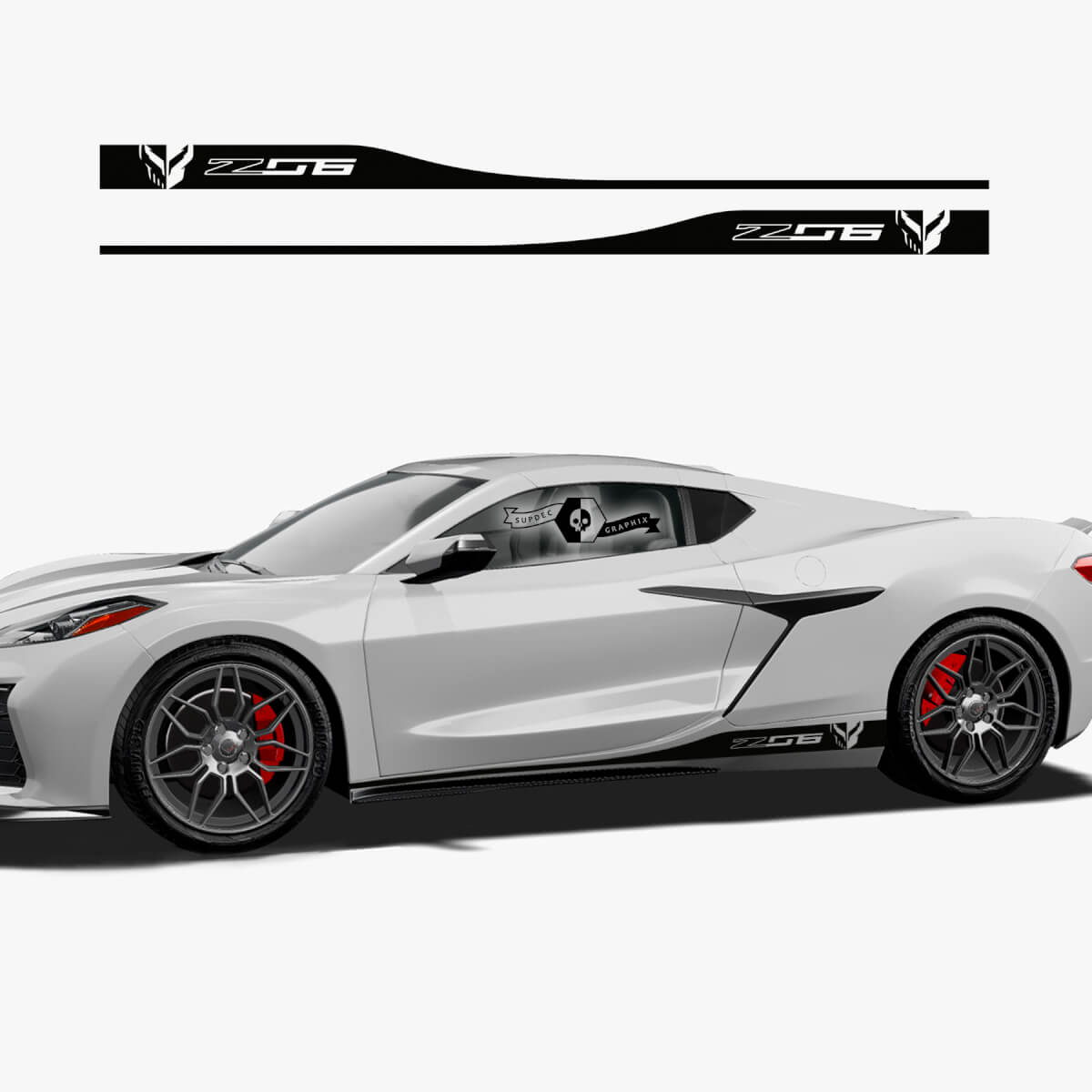 2x Chevrolet Corvette Z06 Side Rocker Panel Stripes Logo Vinyl Aufkleber Aufkleber
