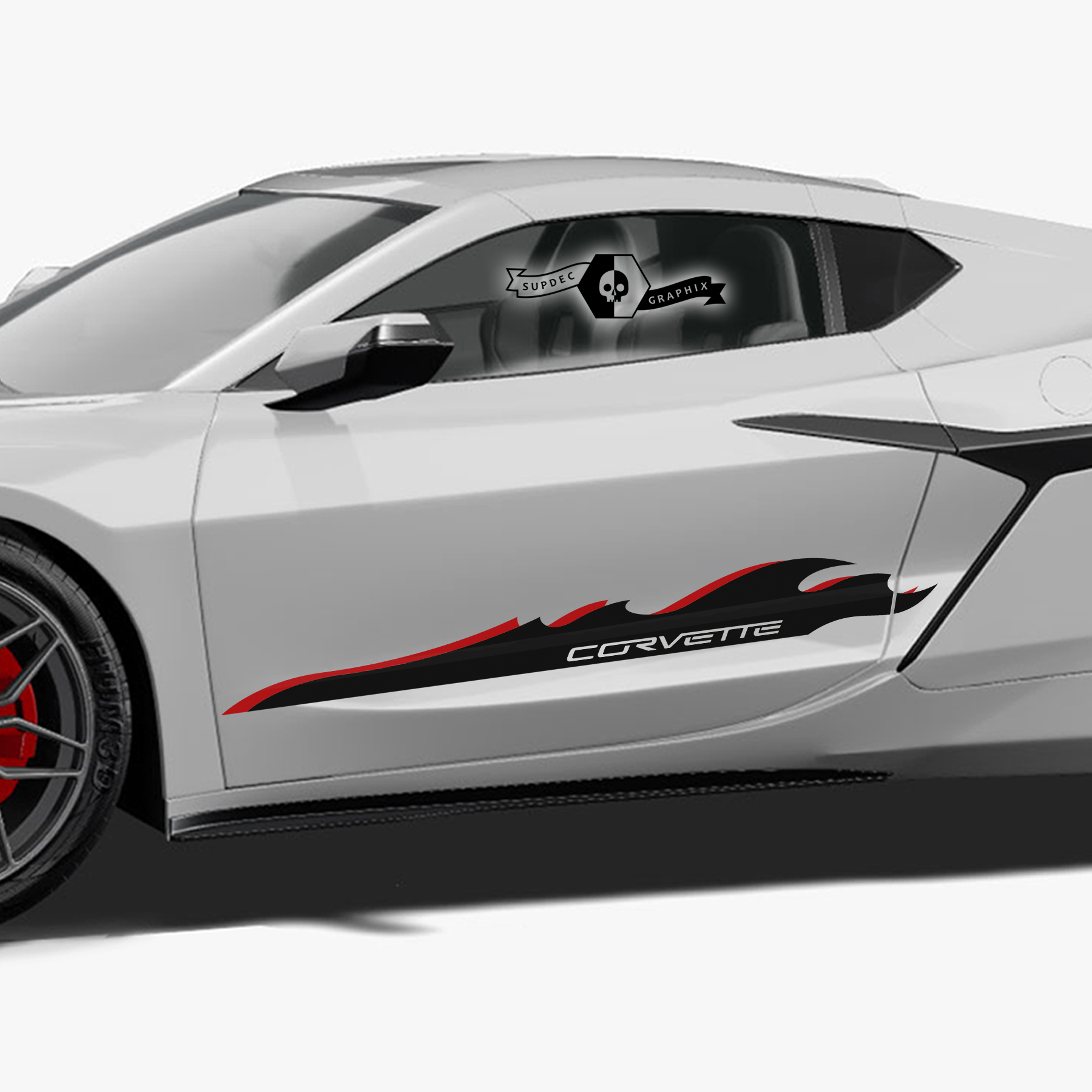 2x Chevrolet Corvette Z06 Seitentüren Streifen Stingray 2 Farben Trim Up Logo Vinyl Aufkleber Aufkleber
