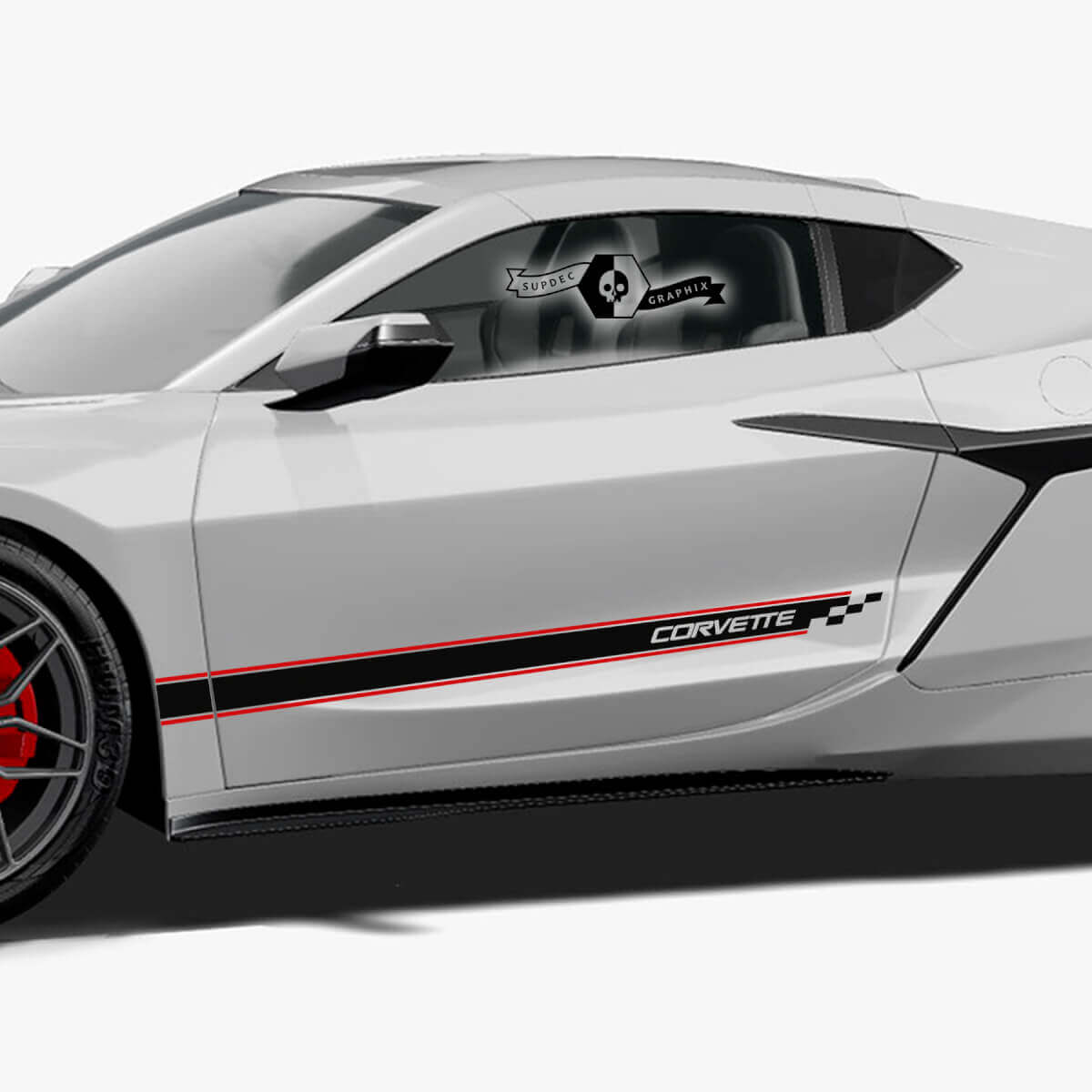 Kariertes Vinylstreifen-Aufkleber-Set für Chevrolet Corvette