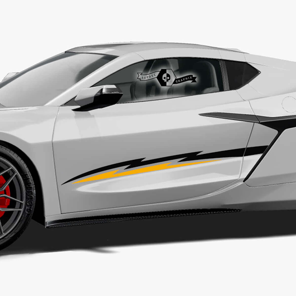 2x Chevrolet Corvette Z06 Seitentüren Oben Streifen Streifen 2 Farben Vinyl Logo Aufkleber Sticker
