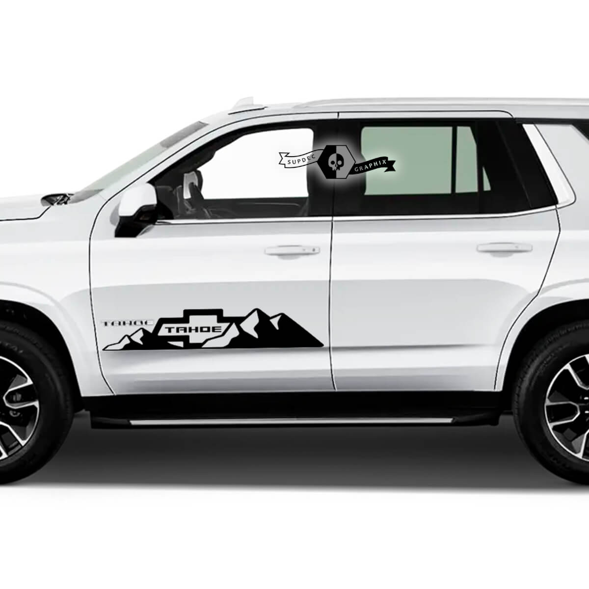 2X 2020 2021 2022 2023 + Grafiken Chevrolet Tahoe Doors Mountains Logo Vinyl Aufkleber Aufkleber
