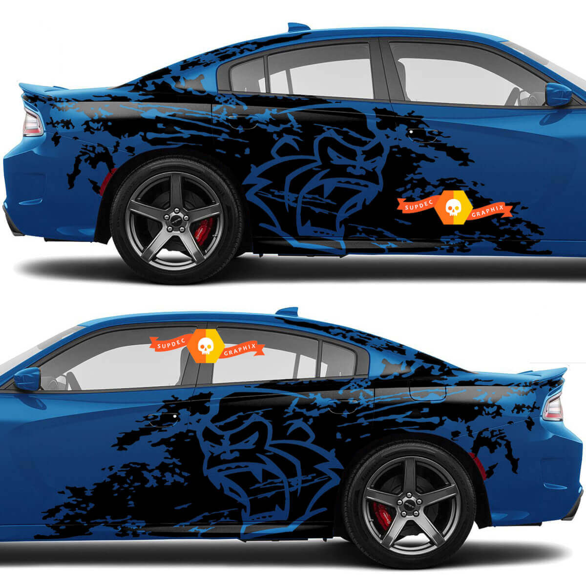 Dodge Challenger oder Charger Gorilla Splash Grunge Streifen Kit Hell Cat Vinyl Aufkleber Decal Grafik
