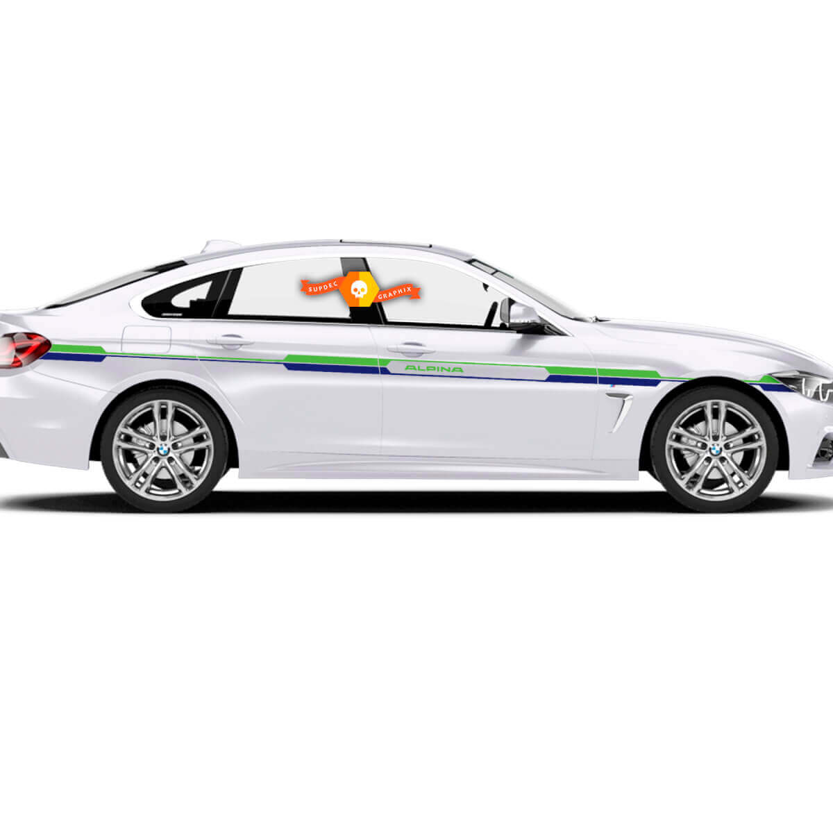 Paar ALPINA Racing Seitenaufkleber SET für BMW 3er und 4er BMW 4 BMW 3 Vinyl Aufkleber Grafiken 2 Farben
