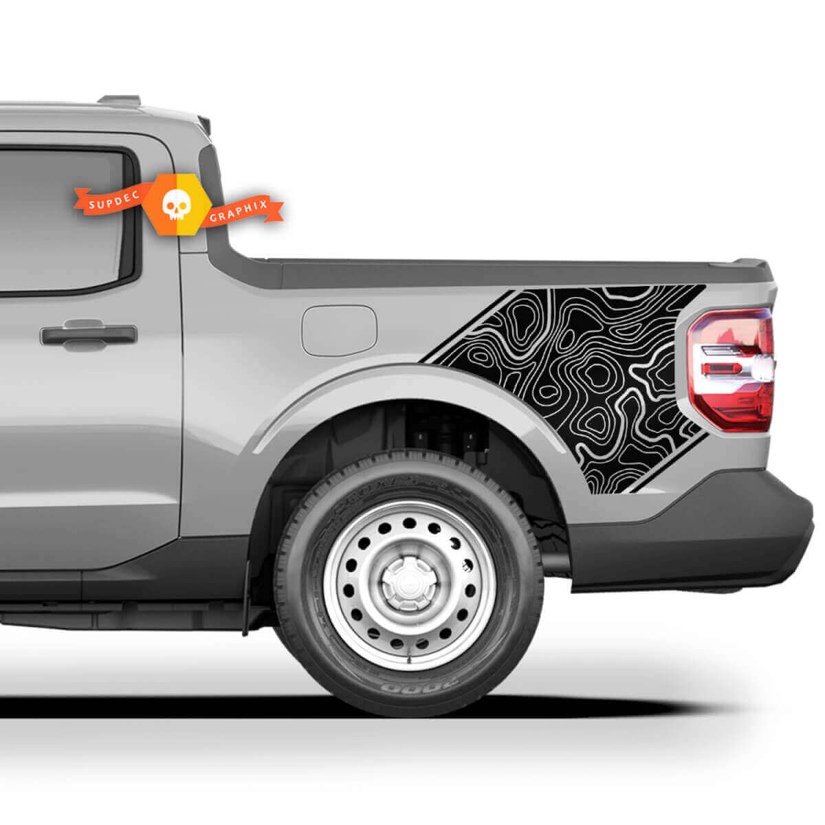 Topographische Karte Heckseite Vinyl-Aufkleber für Musclecar Maverick FX4 2022-2023
