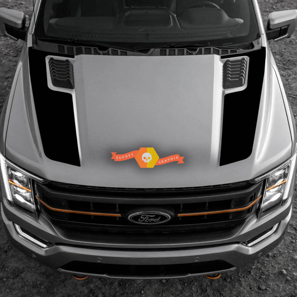 Doppelte Motorhauben-Streifen Vinylaufkleber für Musclecar Truck Tremor 2022-2023