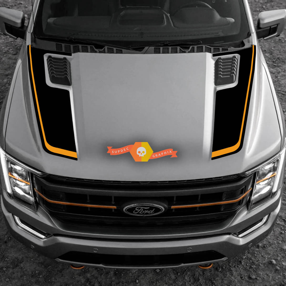 Doppelte Motorhaubenstreifen Vinyl-Aufkleber für Musclecar F-150 Tremor 2022-2023